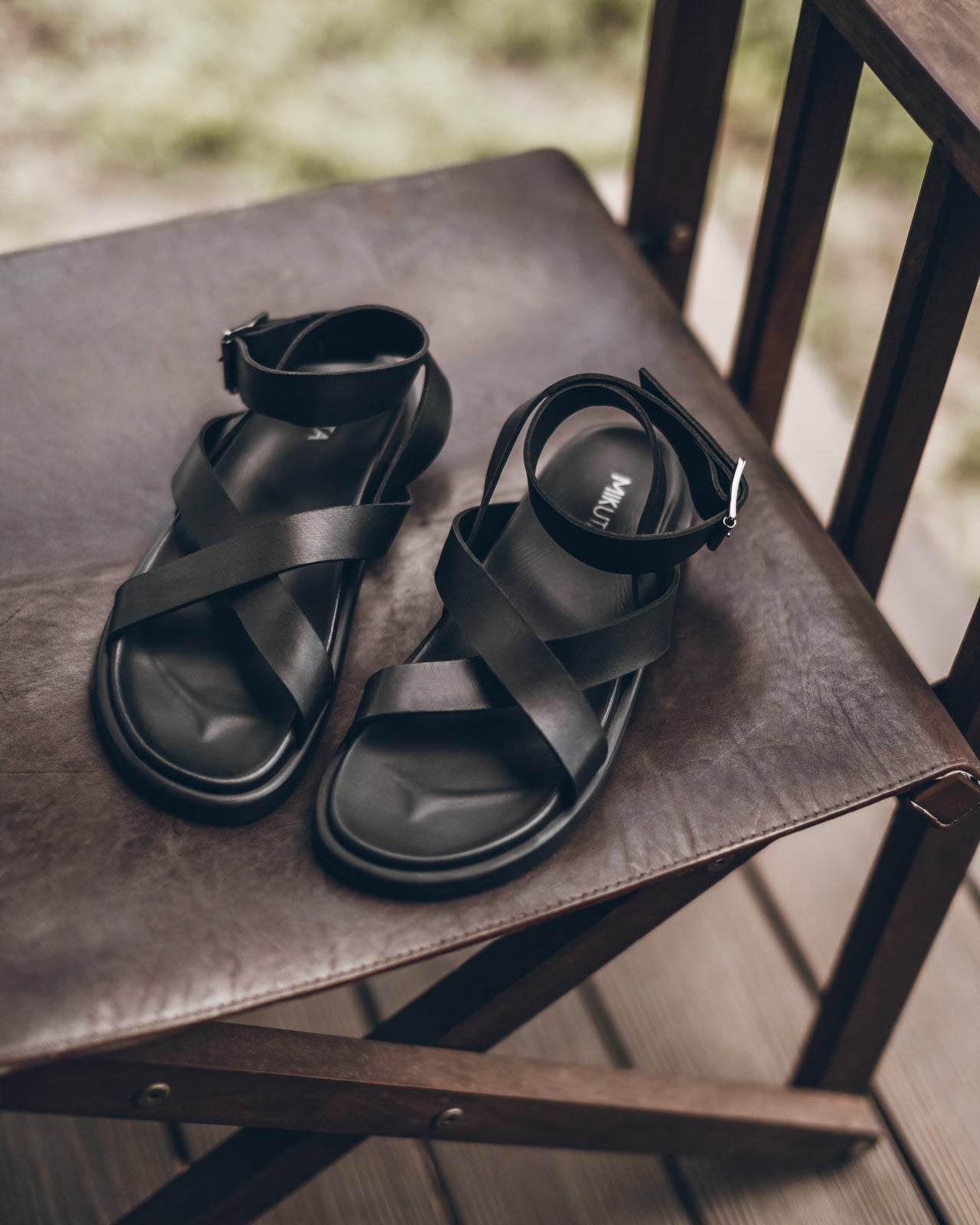 The Black Strappy Leather Sandals - Product photo