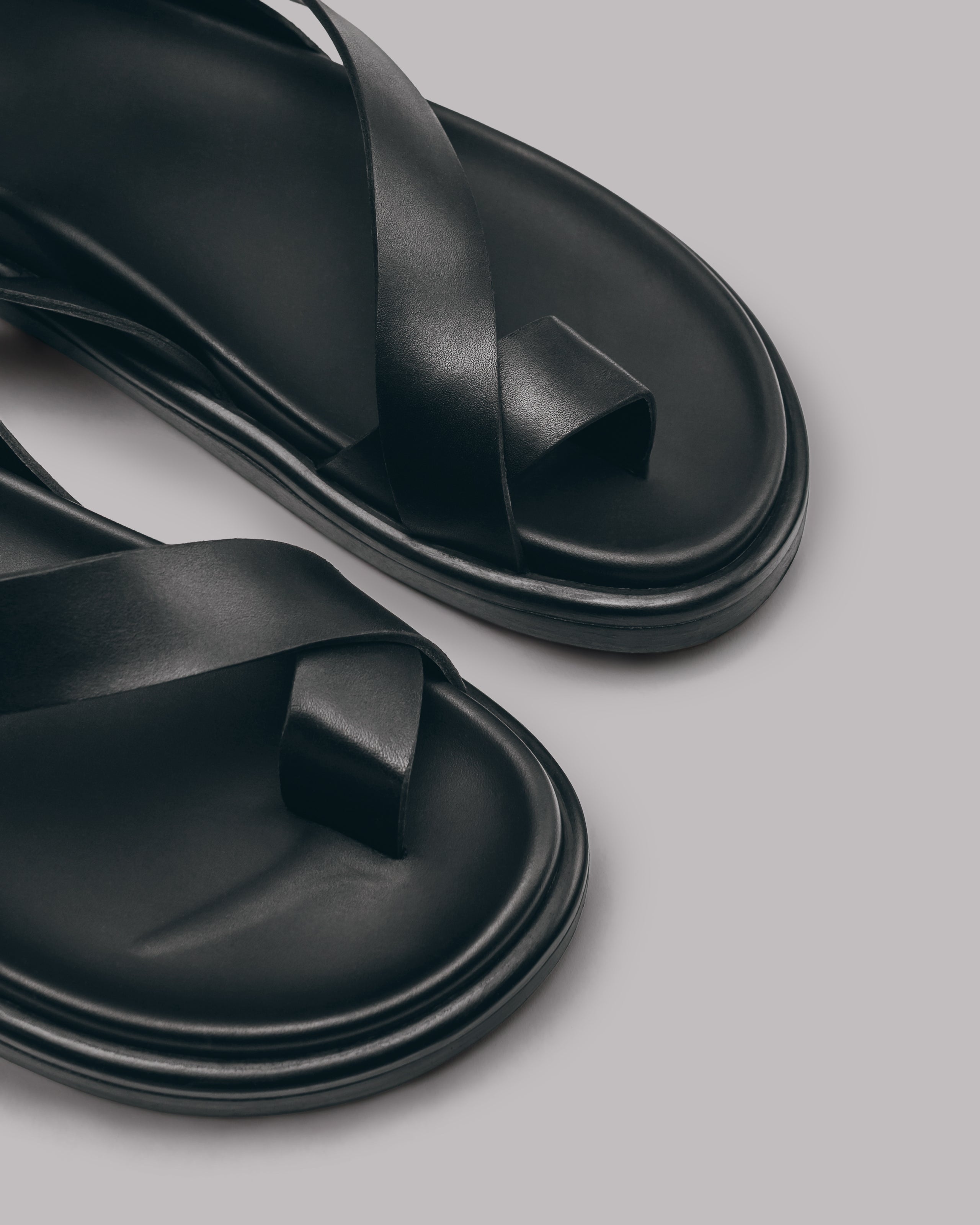 The Black Strappy Leather Sandals Product Shot - Product photo