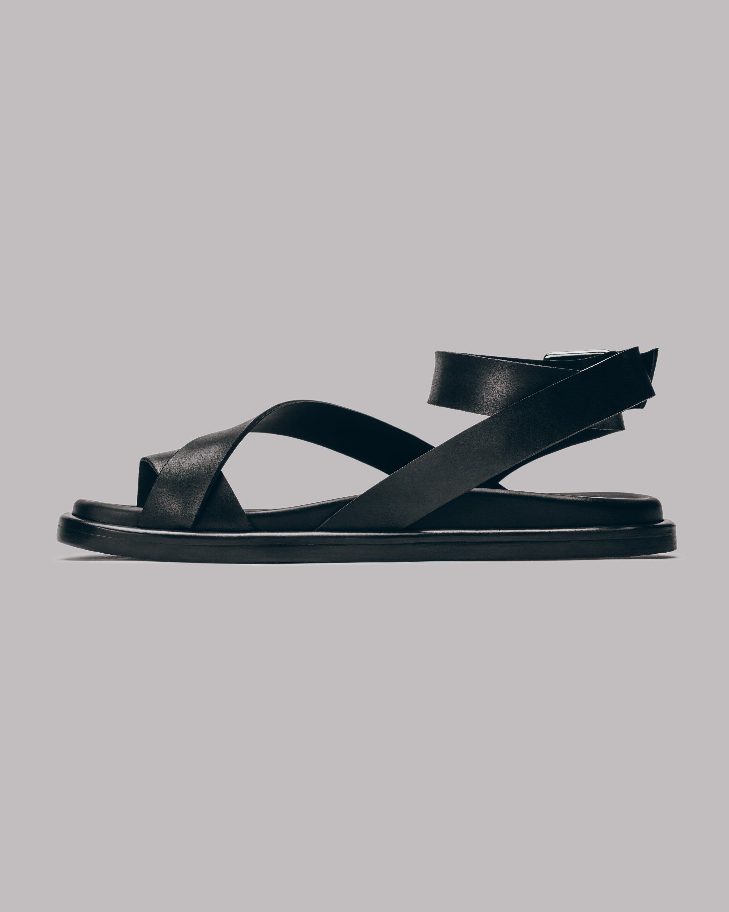 The Black Strappy Leather Sandals