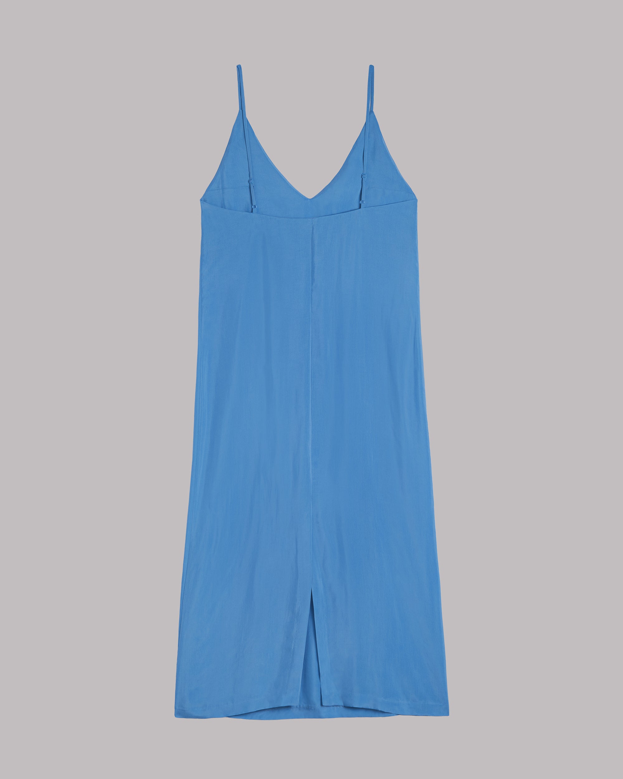 The Blue Long Cupro Slip Dress Product Shot - Product photo