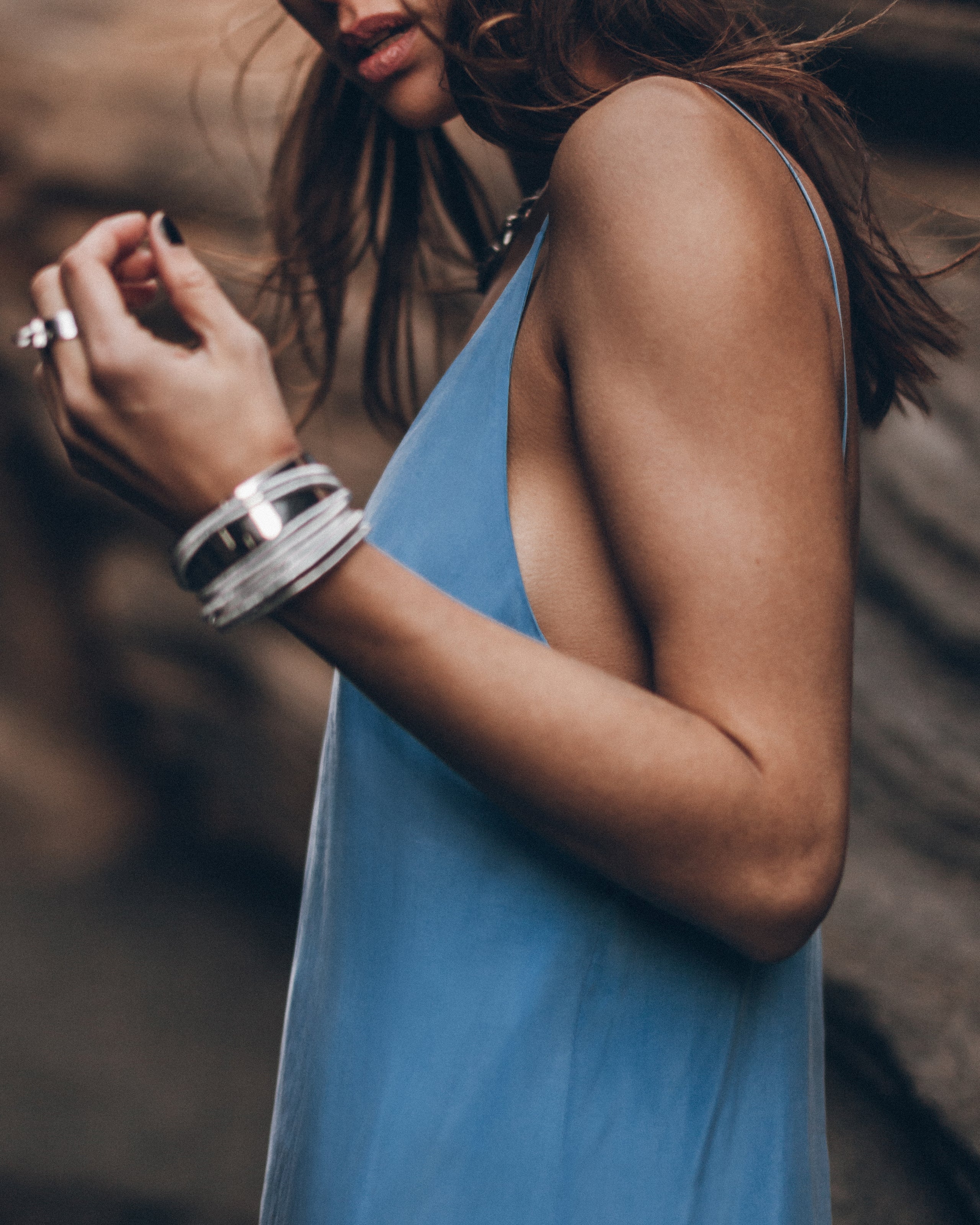 The Blue Long Cupro Slip Dress Desert California - Product photo