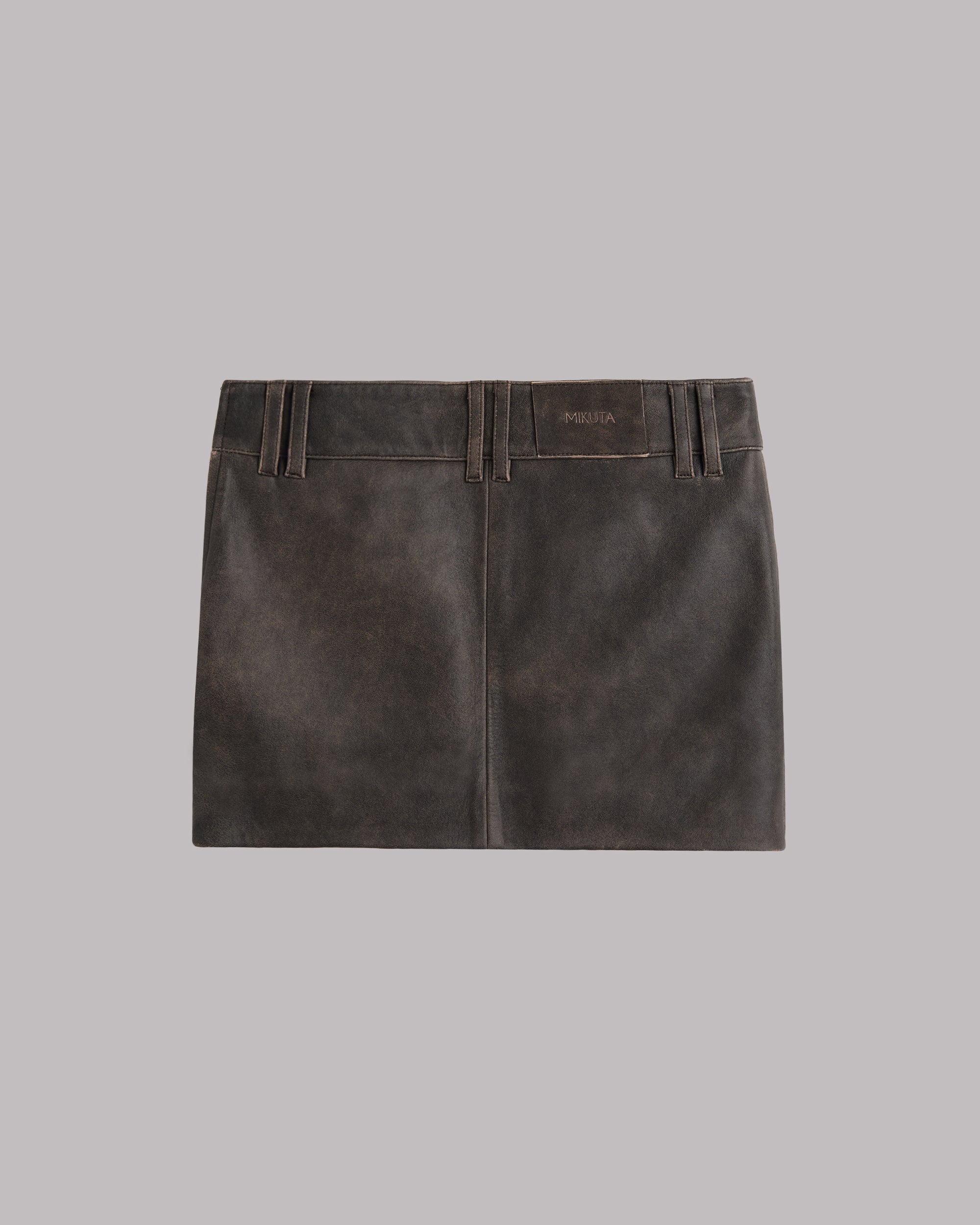 The Brown Leather Mini Skirt