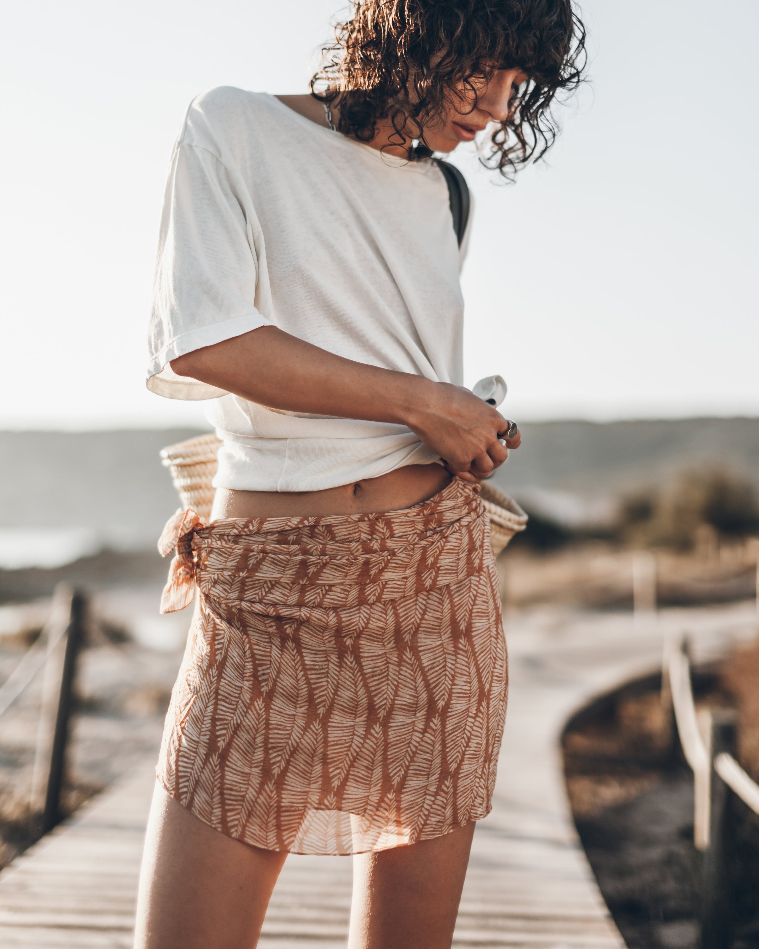 The Brown Printed Pareo The Off White Dry Cotton Vintage Shirt Guindi - Product photo