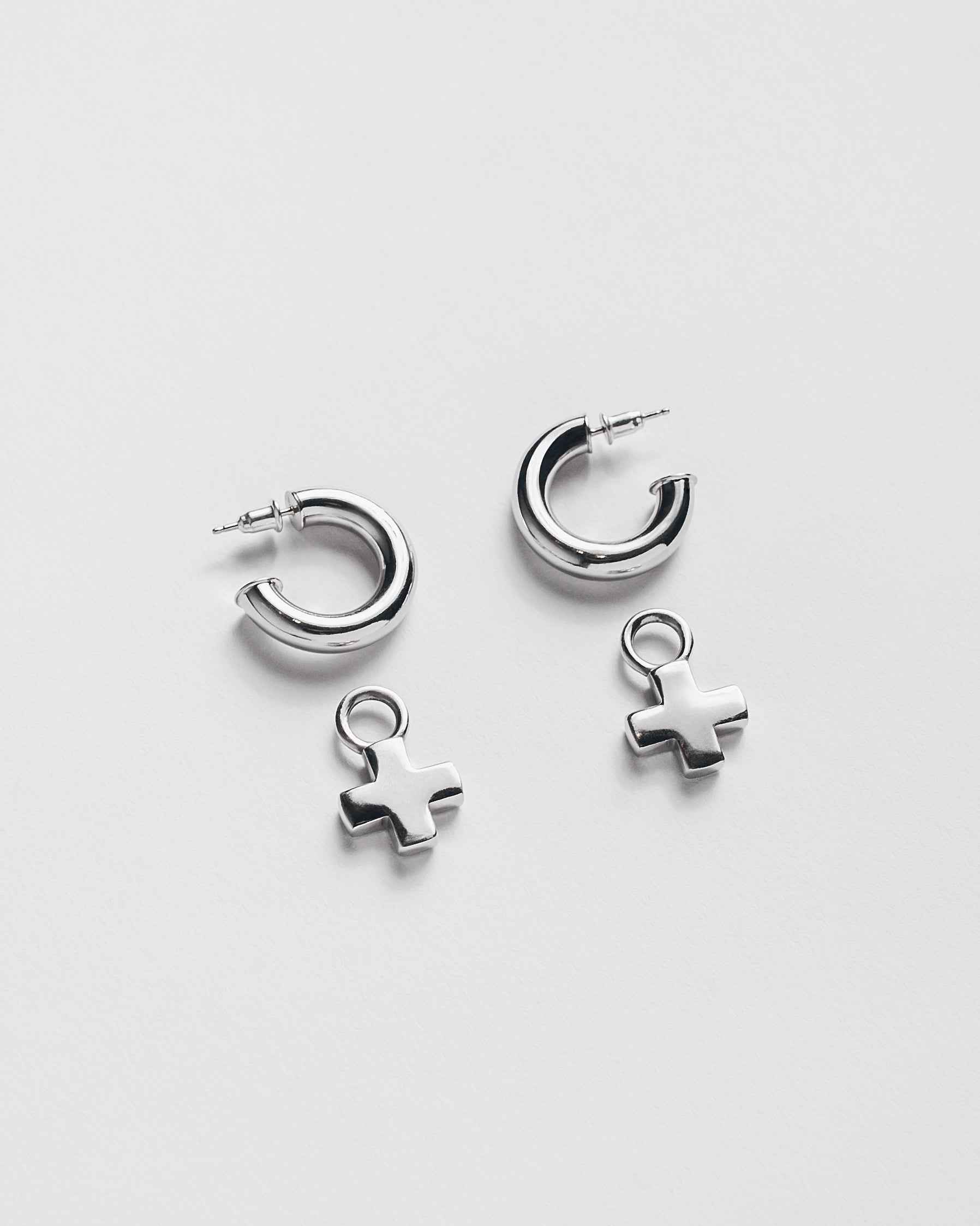 Silver hoops detail - classic hoop earrings