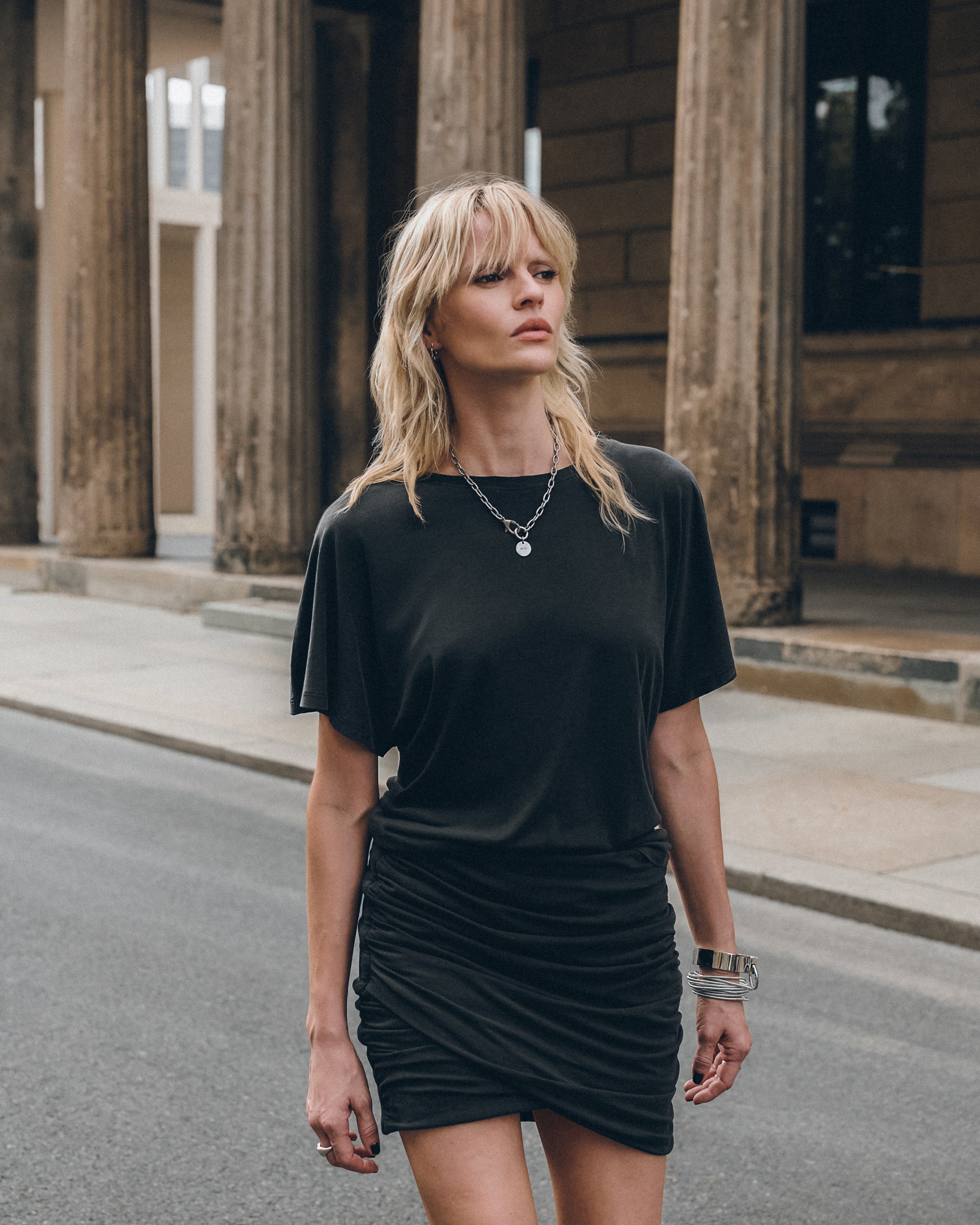 The Dark Bat Shirt The Dark Draped Skirt The Black Laced Leather Boots Ann - Product photo