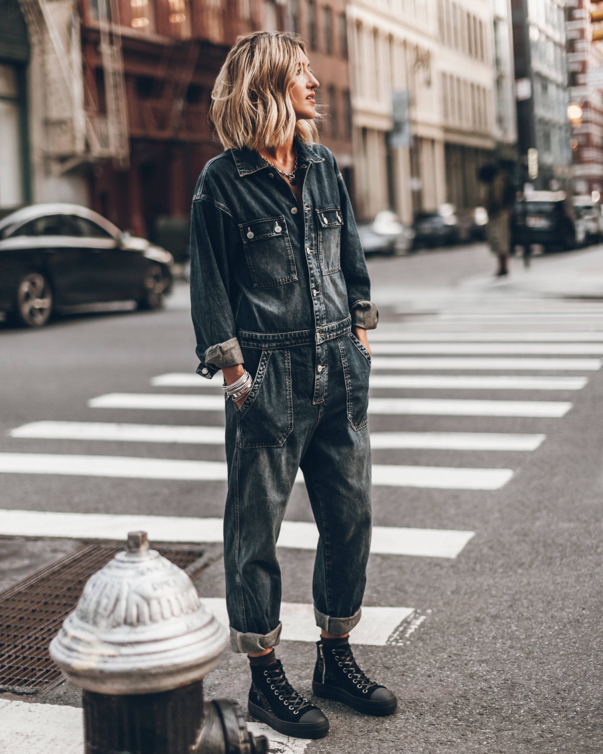 The Dark Blue Denim Jumpsuit