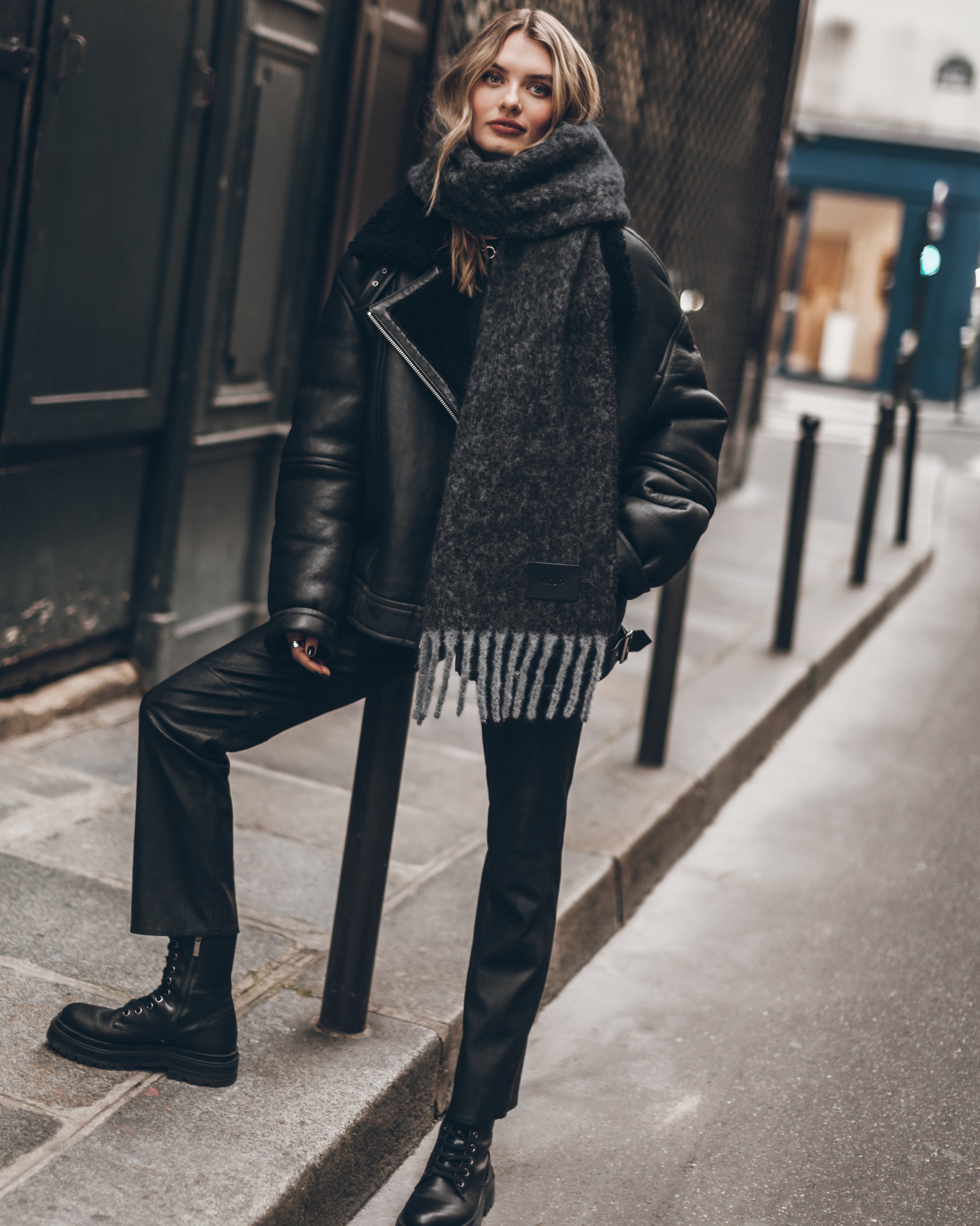 The Dark Faded Alpaca Blend Scarf