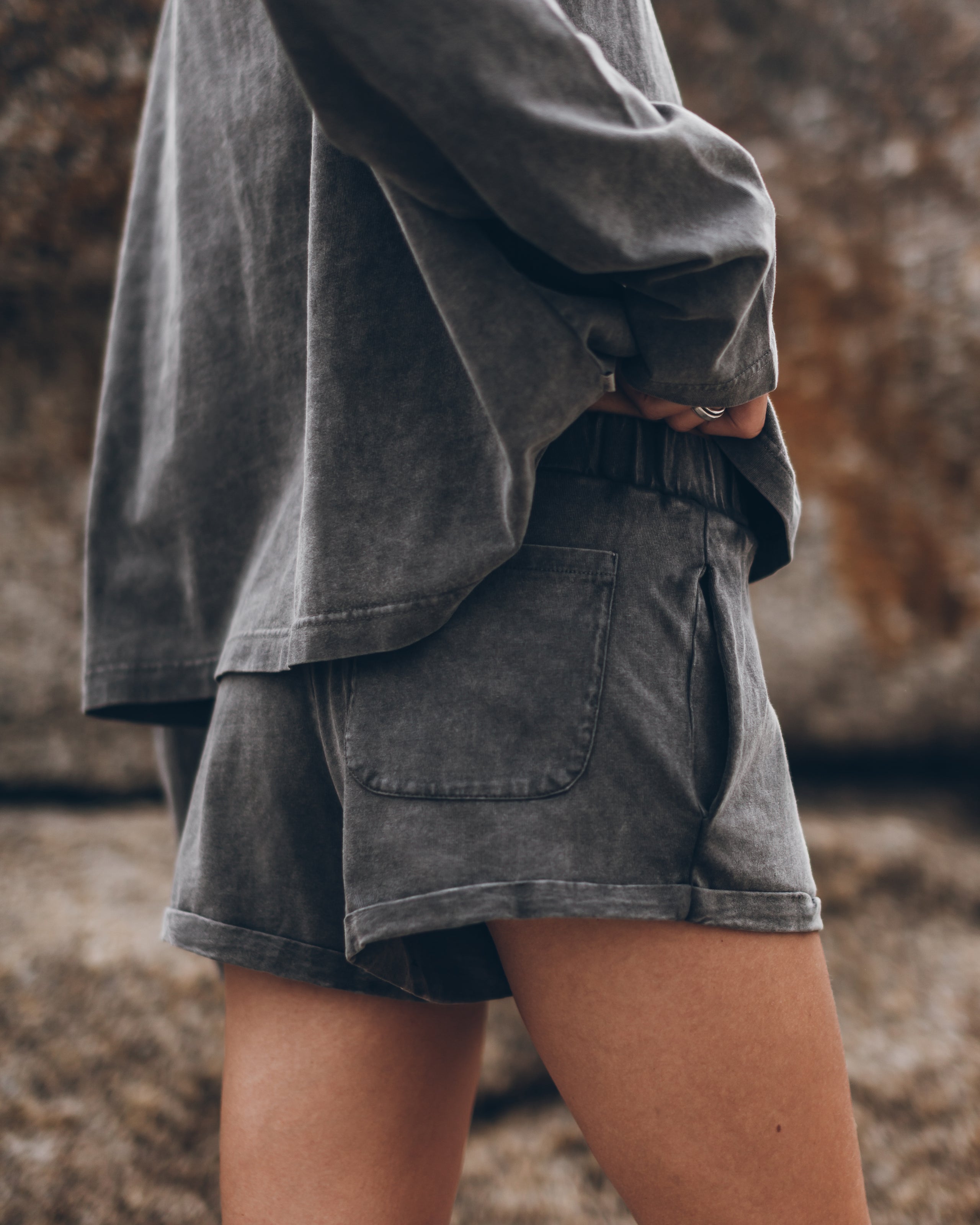The Dark Faded Loose Cotton Longsleeve The Dark Faded Cotton Shorts - Product photo