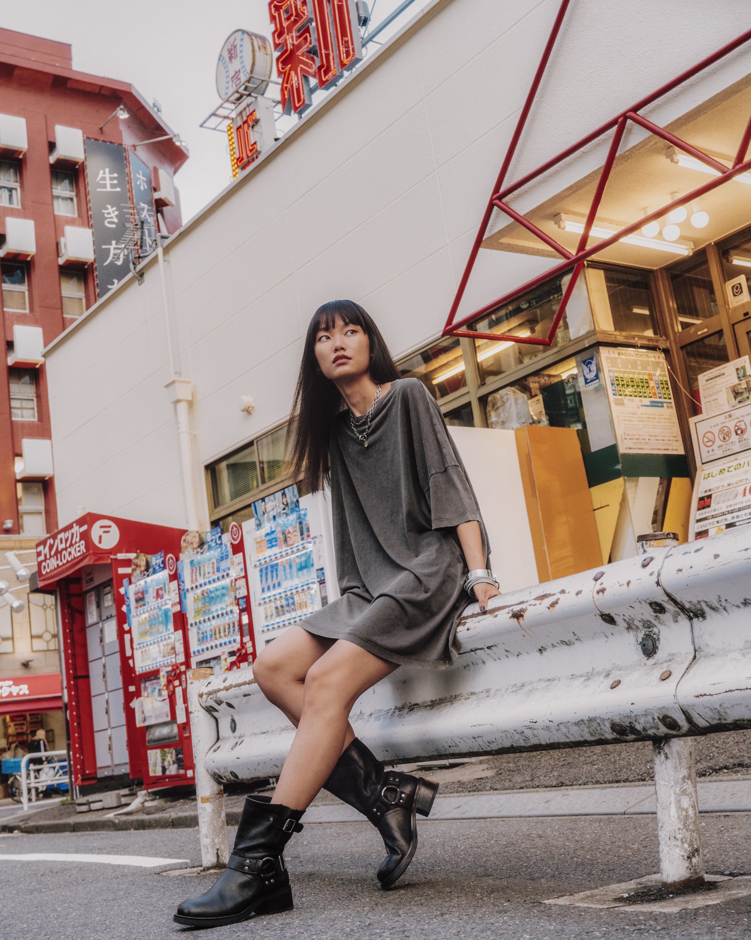 The Dark Faded Short Loose T-Shirt Dress