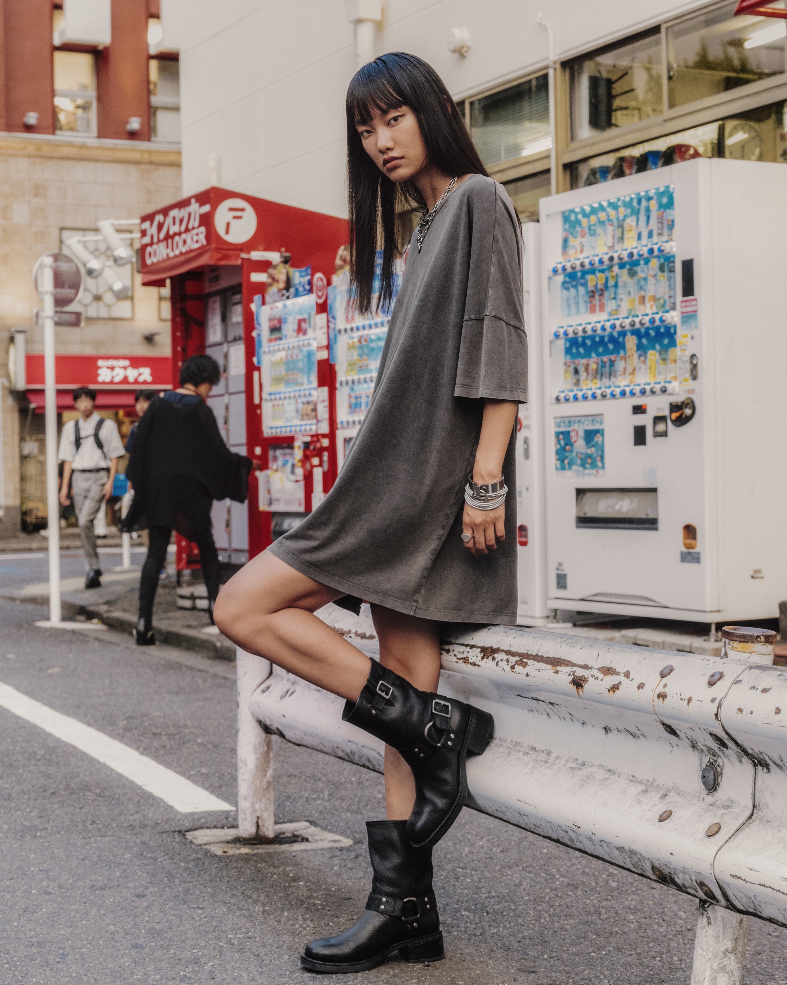 The Dark Faded Short Loose T-Shirt Dress