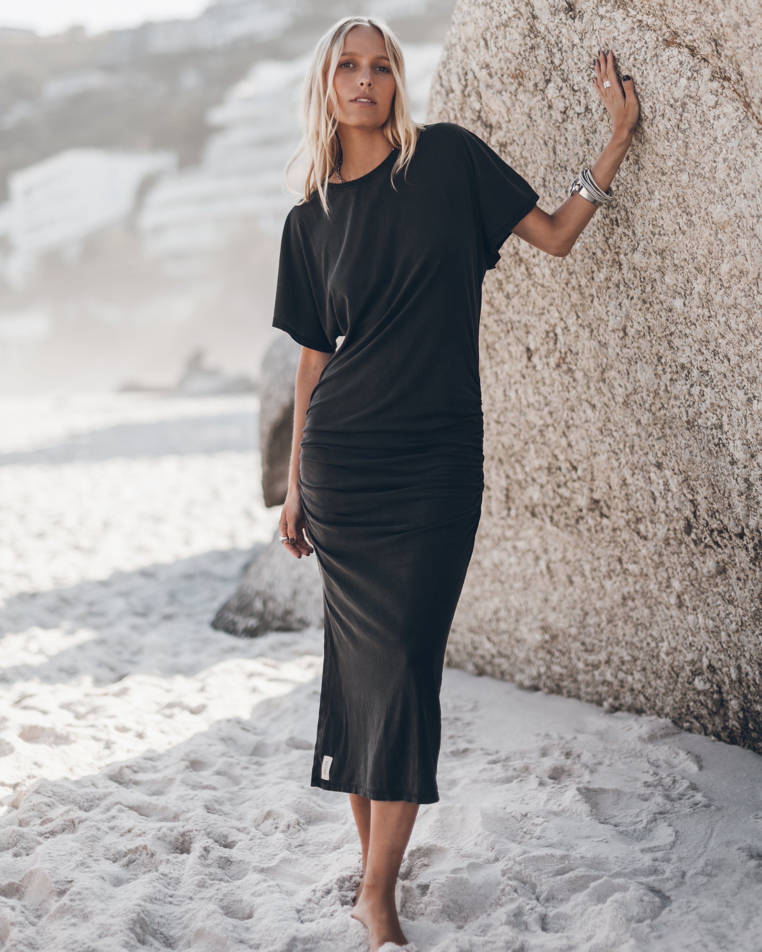 The Dark Long Draped Shirt Dress - Product photo