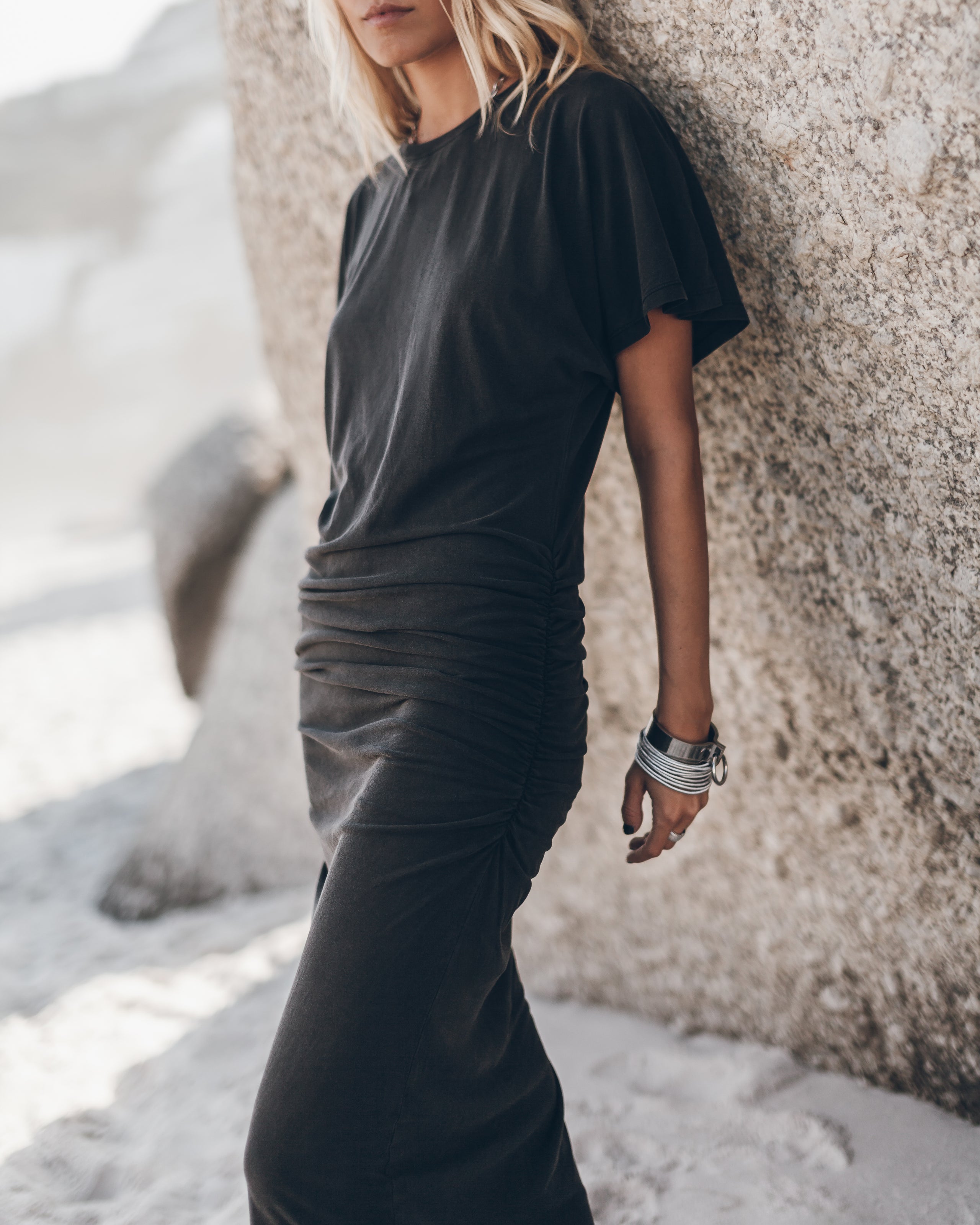 The Dark Long Draped Shirt Dress - Product photo