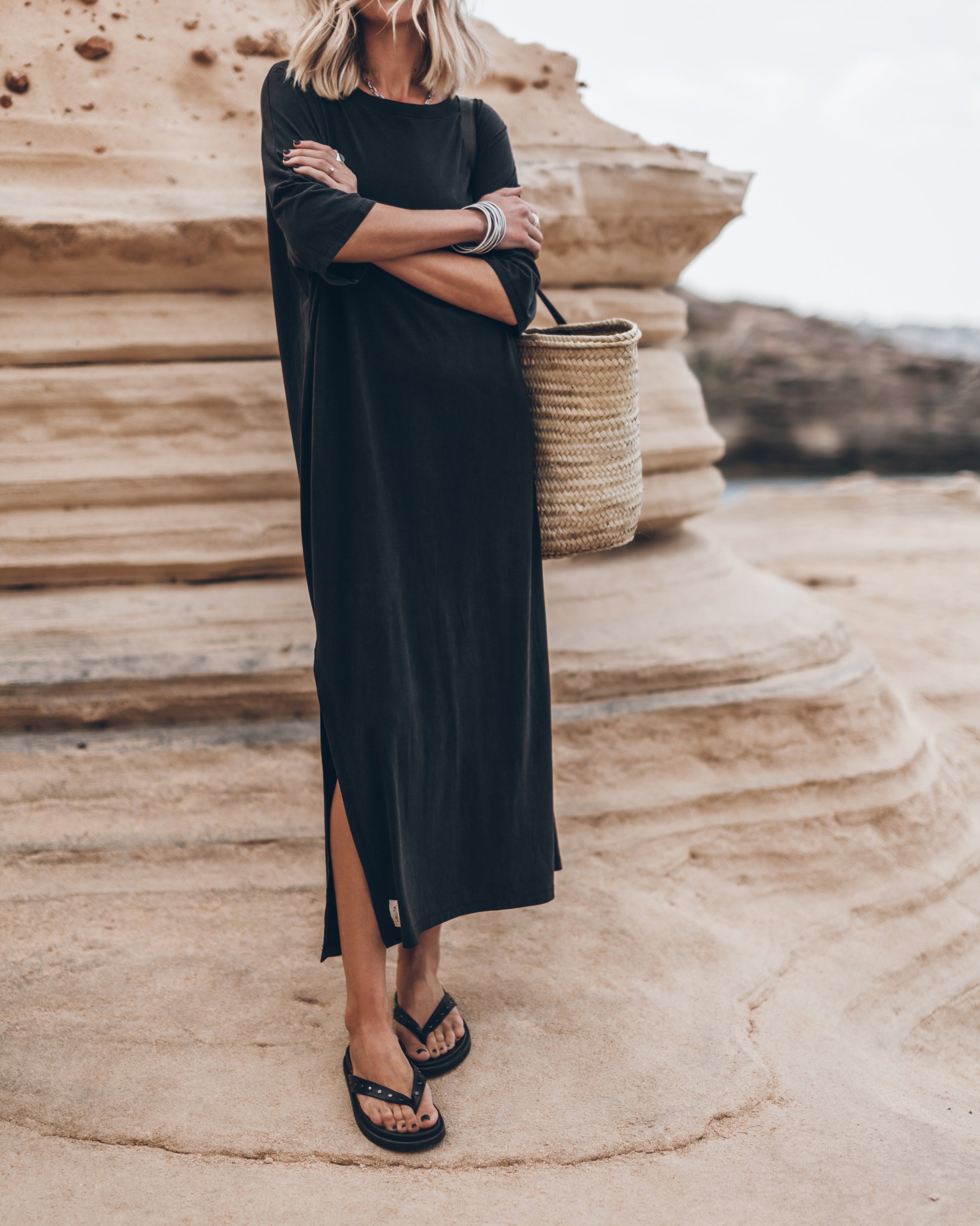 The Dark Long Loose T-Shirt Dress