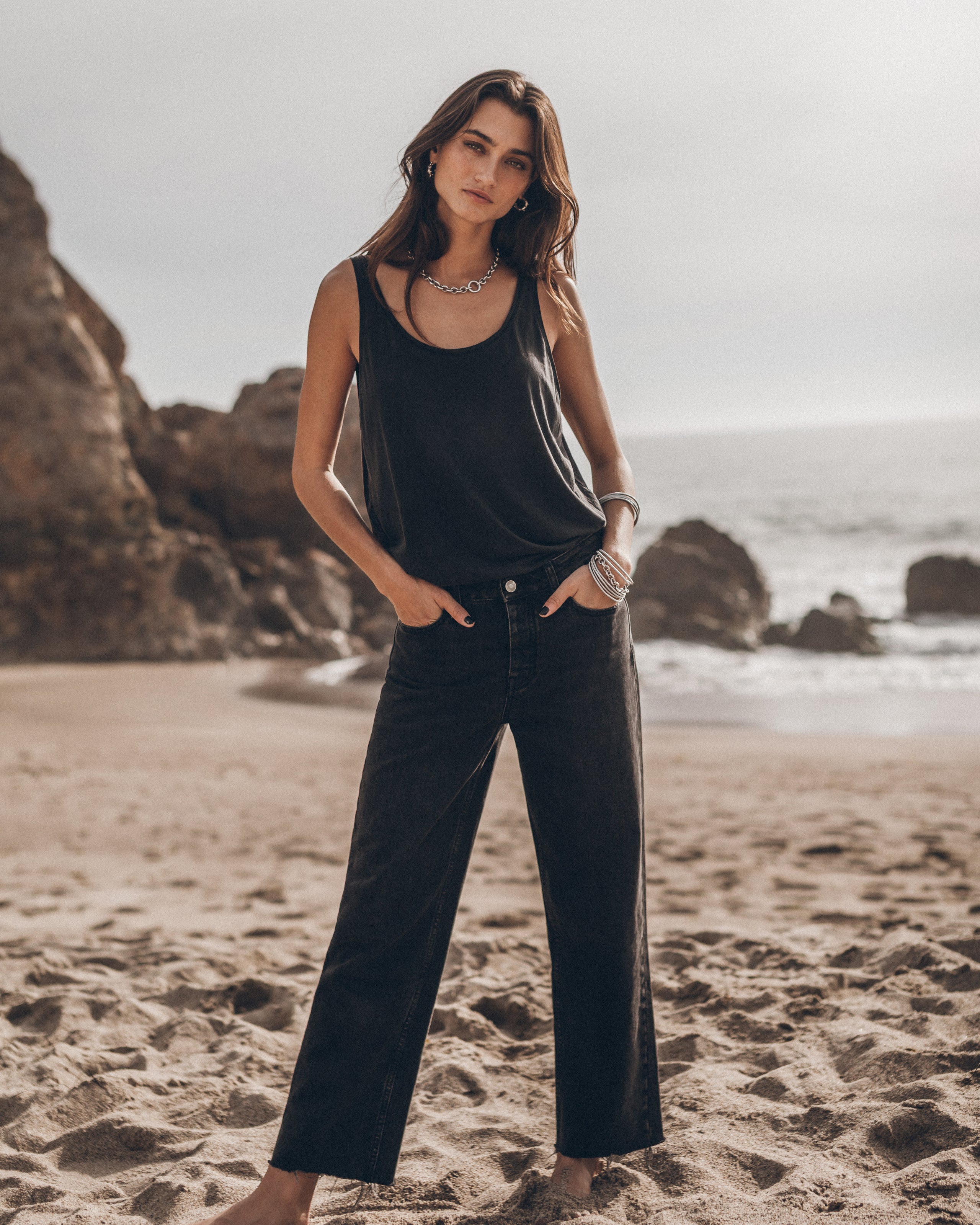 The Black Cropped Straight Jeans