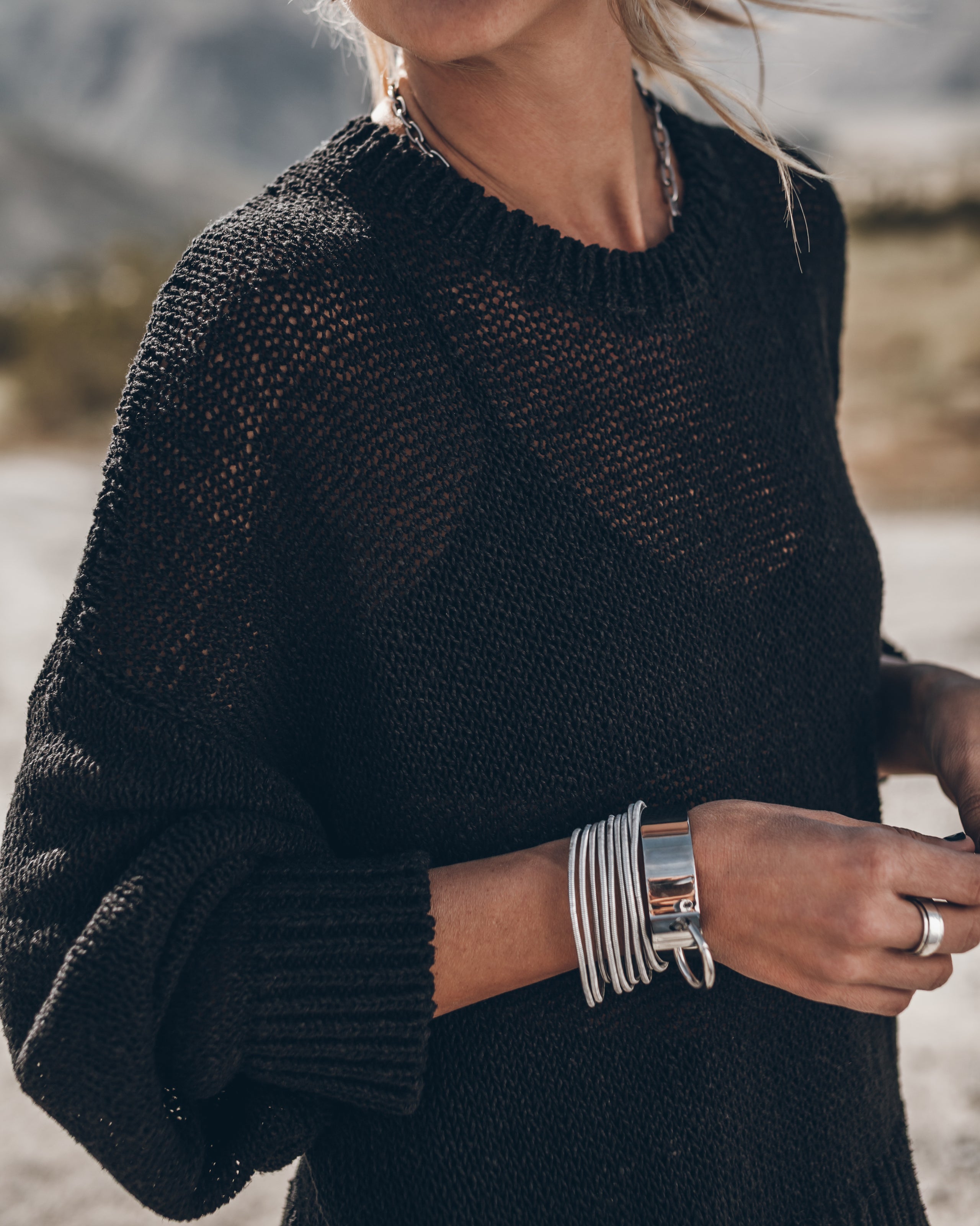 The Dark Throw-On Knit Sweater