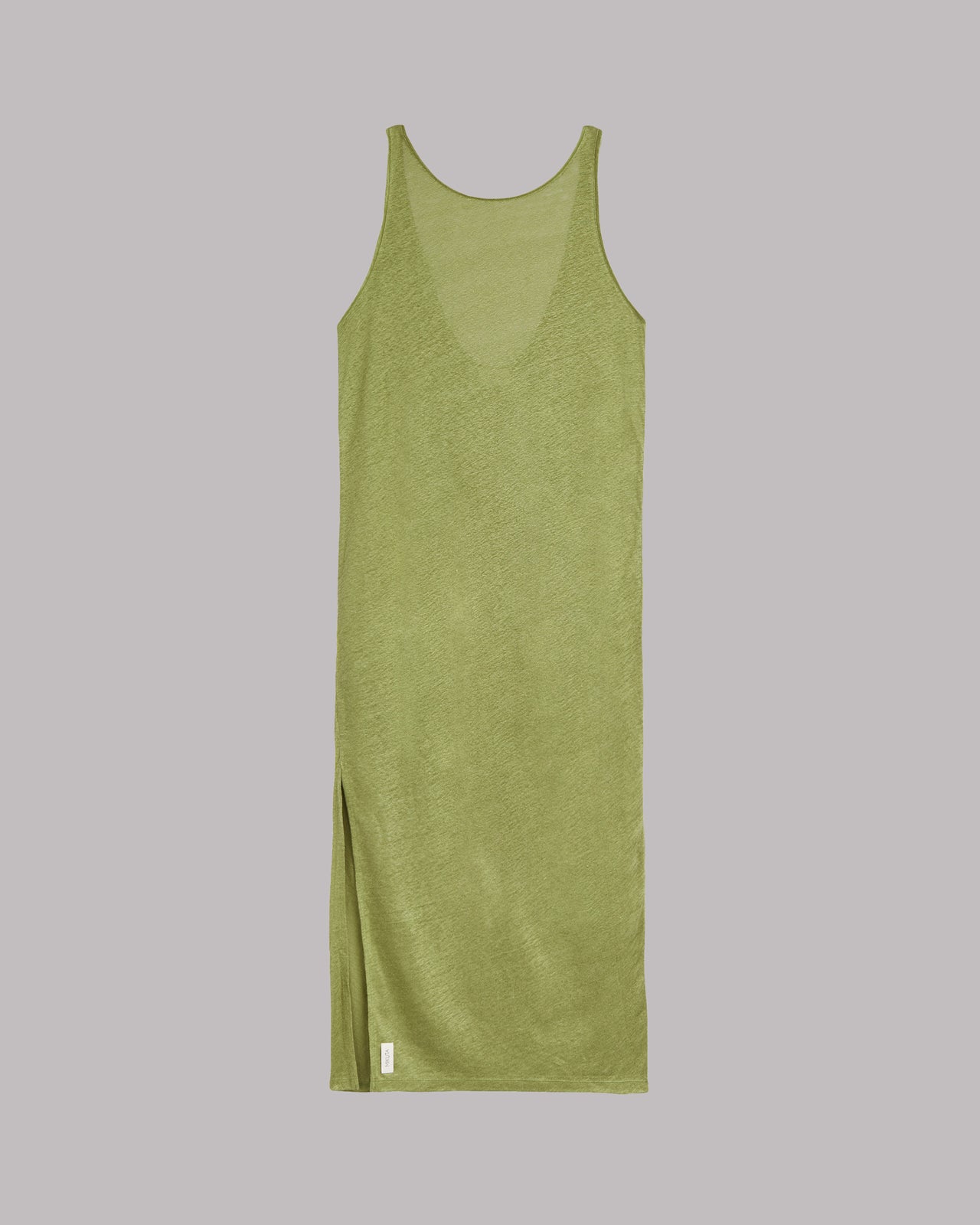 The Green Low Back Linen Tank Dress