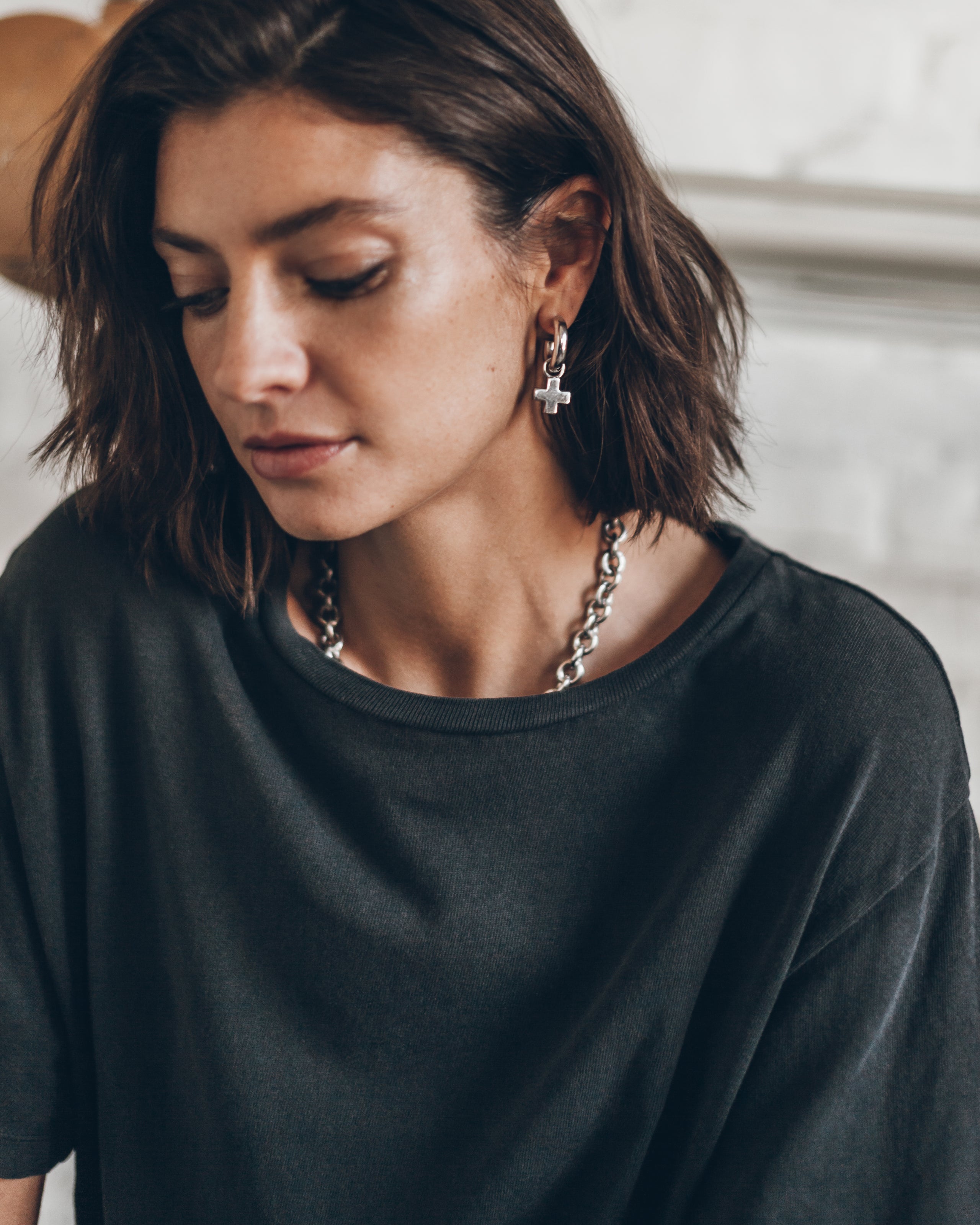 The Hoops The Cross Charm The Chunky Chain Necklace Studio Melina - Product photo