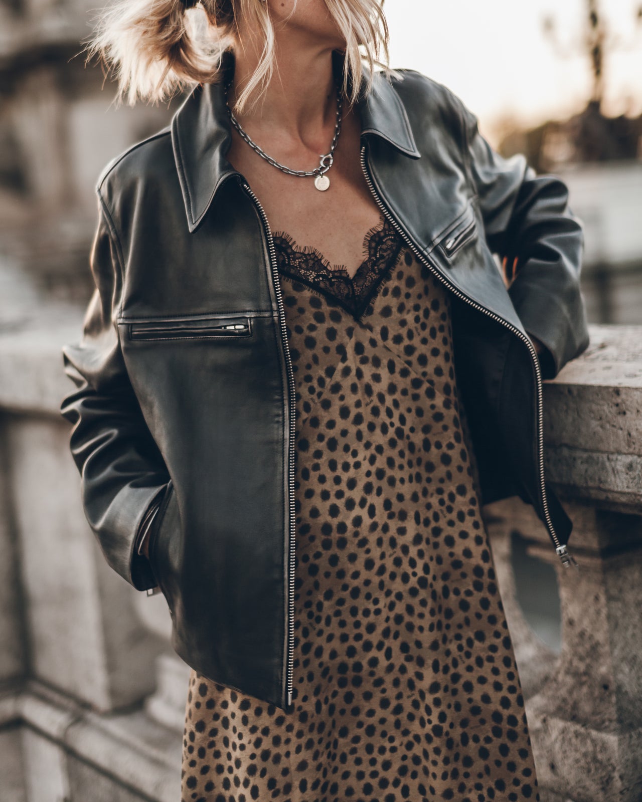 The Black Faded Straight Leather Jacket