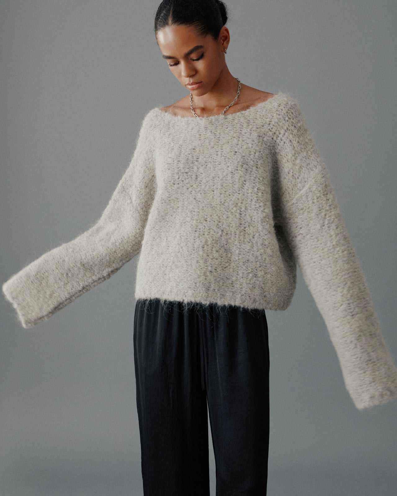 The Light Sherpa Cropped Knitted Sweater