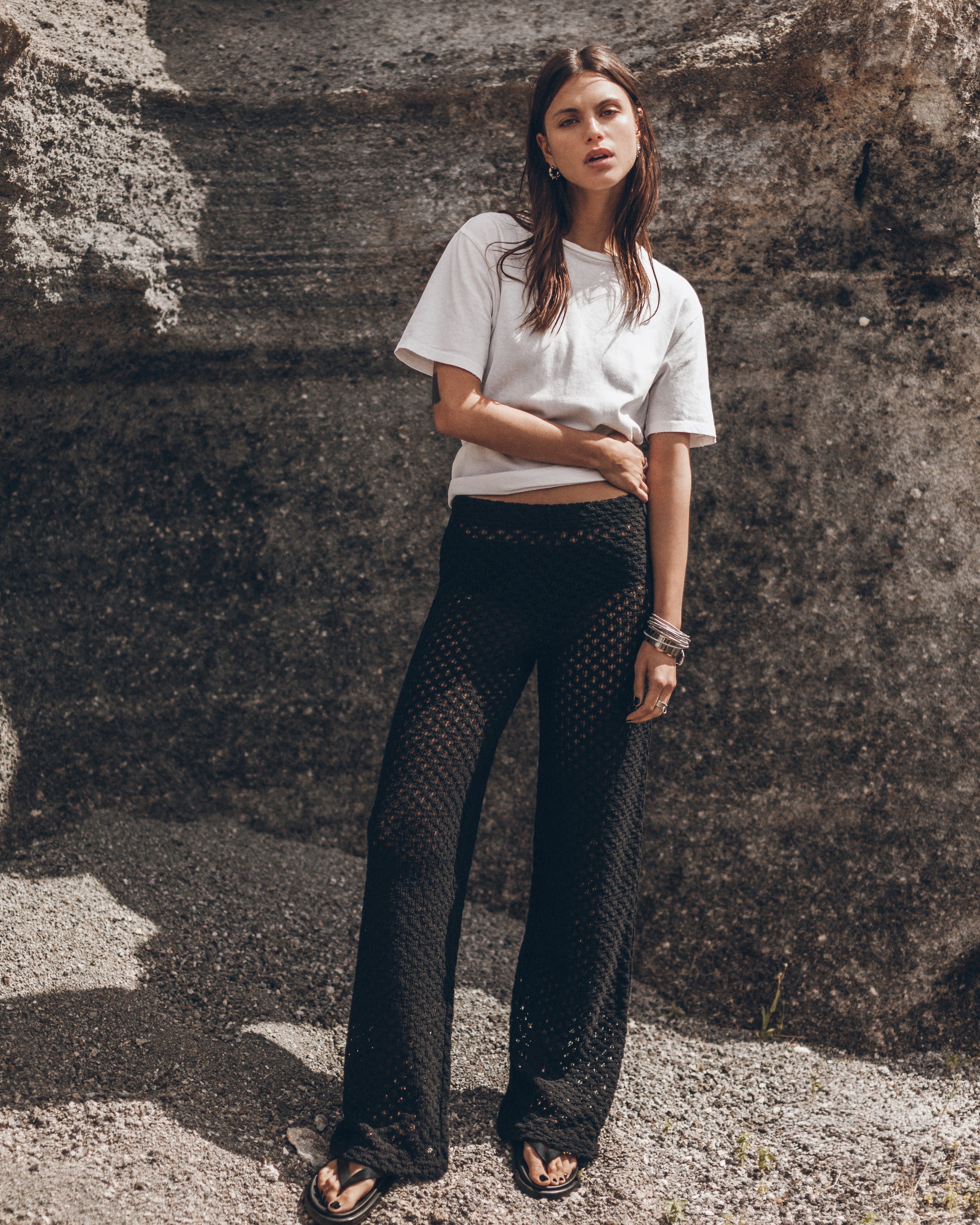 The Off White Dry Cotton Vintage Shirt The Black Crochet Pants Desert California - Product photo