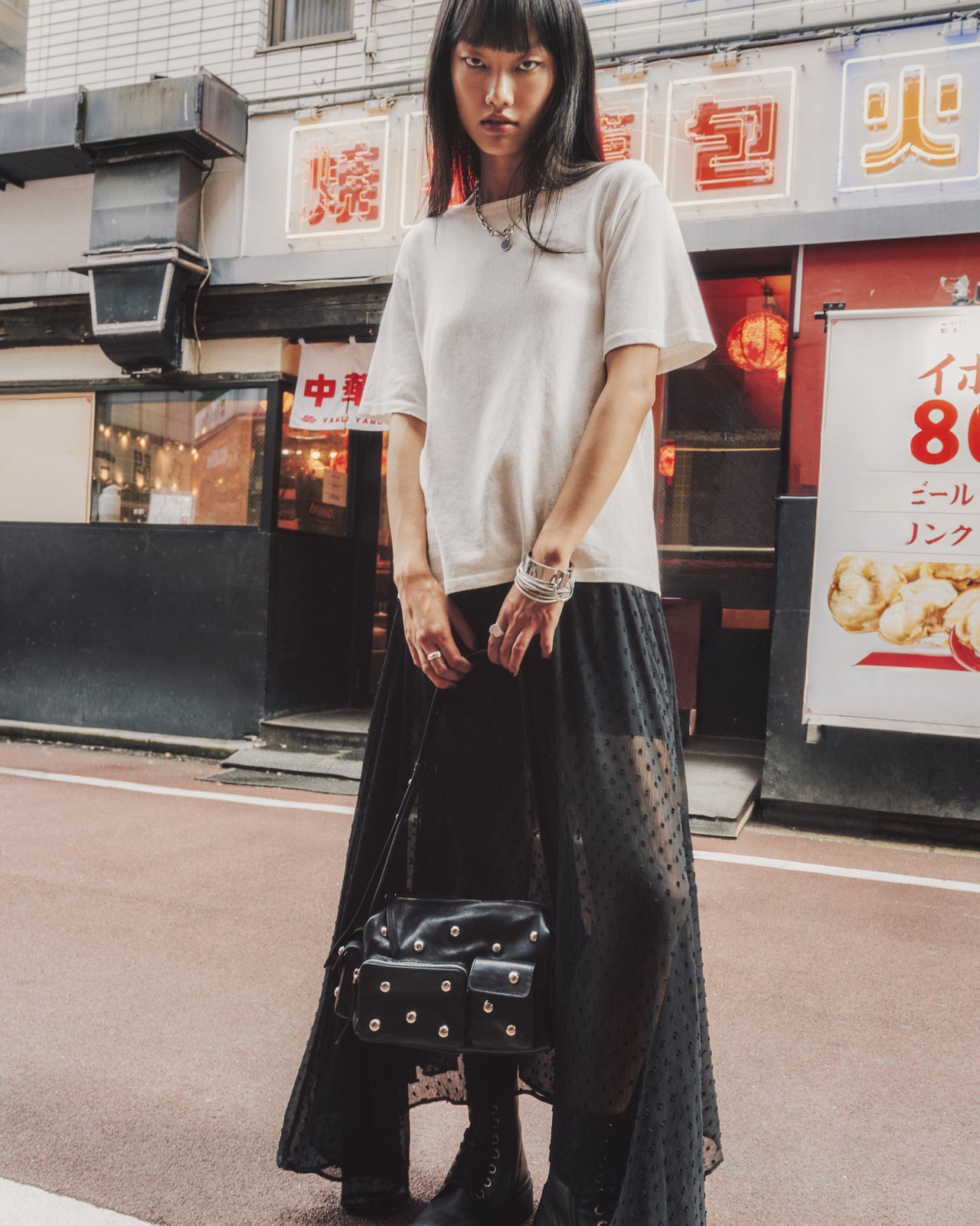 The Black Long Ruffle Skirt