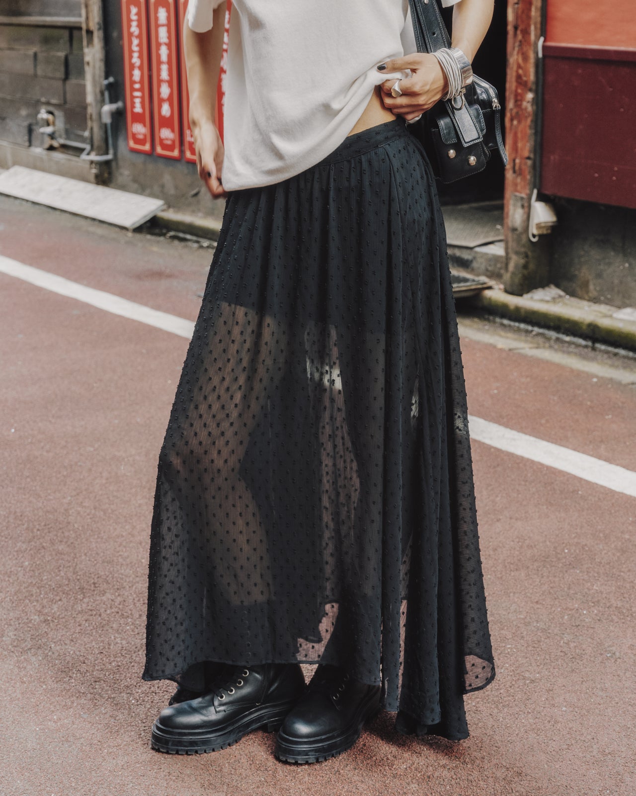 The Black Long Ruffle Skirt