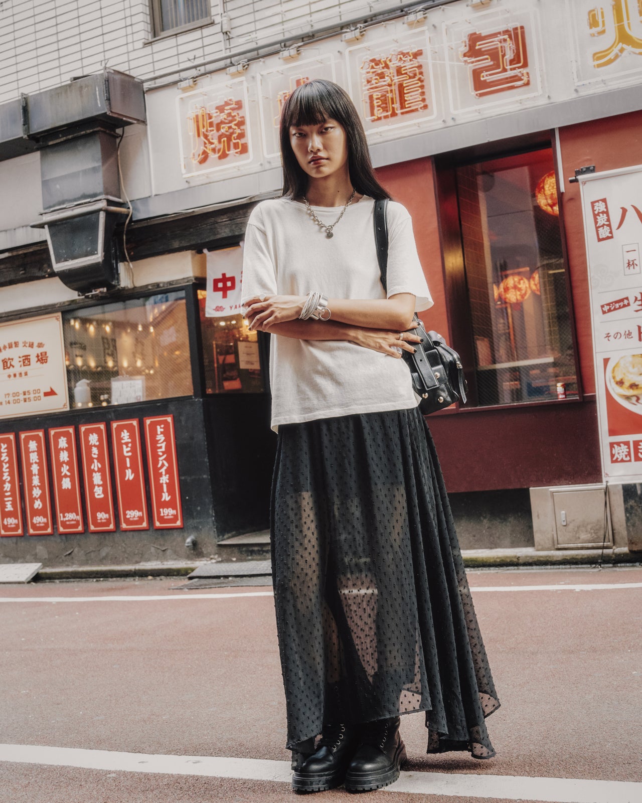 The Black Long Ruffle Skirt