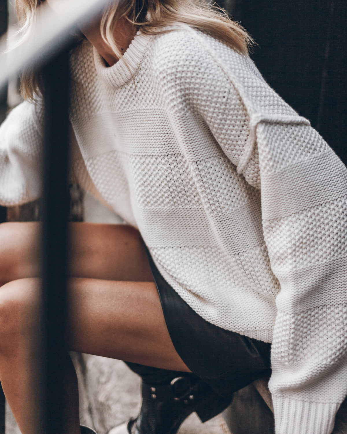 The Off White Textured Knit Sweater
