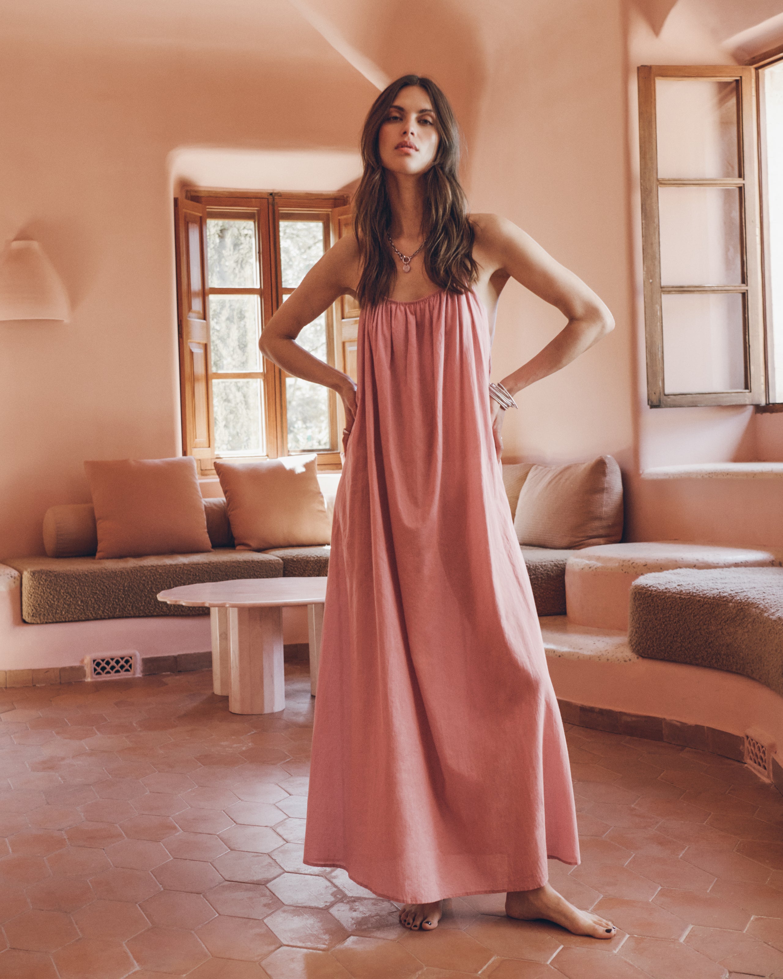 The Pink Long Beach Dress - Product photo