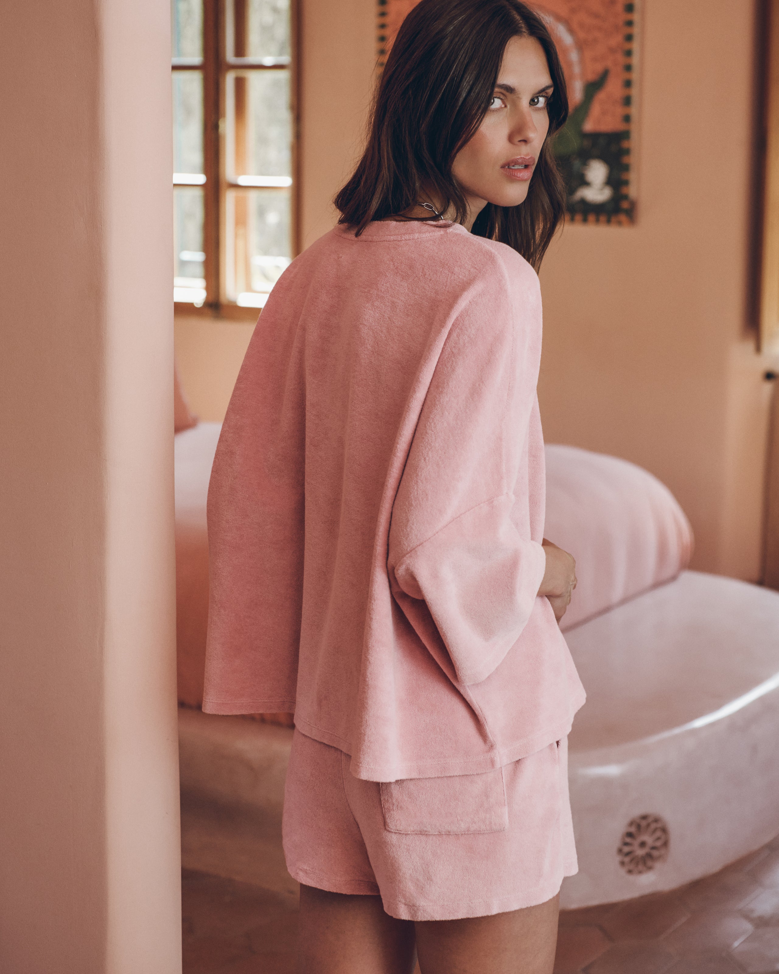 The Pink Toweling Shirt The Pink Toweling Co Ord Shorts - Product photo