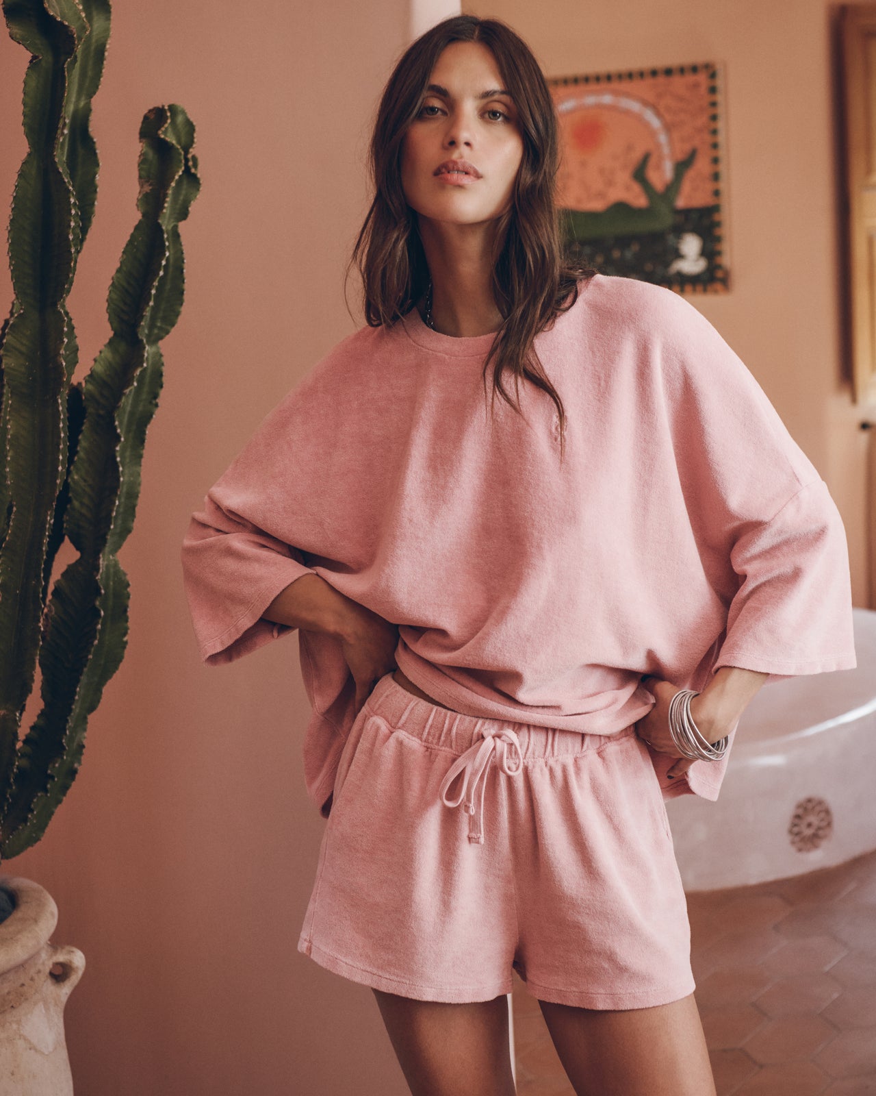 The Pink Toweling Shirt The Pink Toweling Co Ord Shorts - Product photo