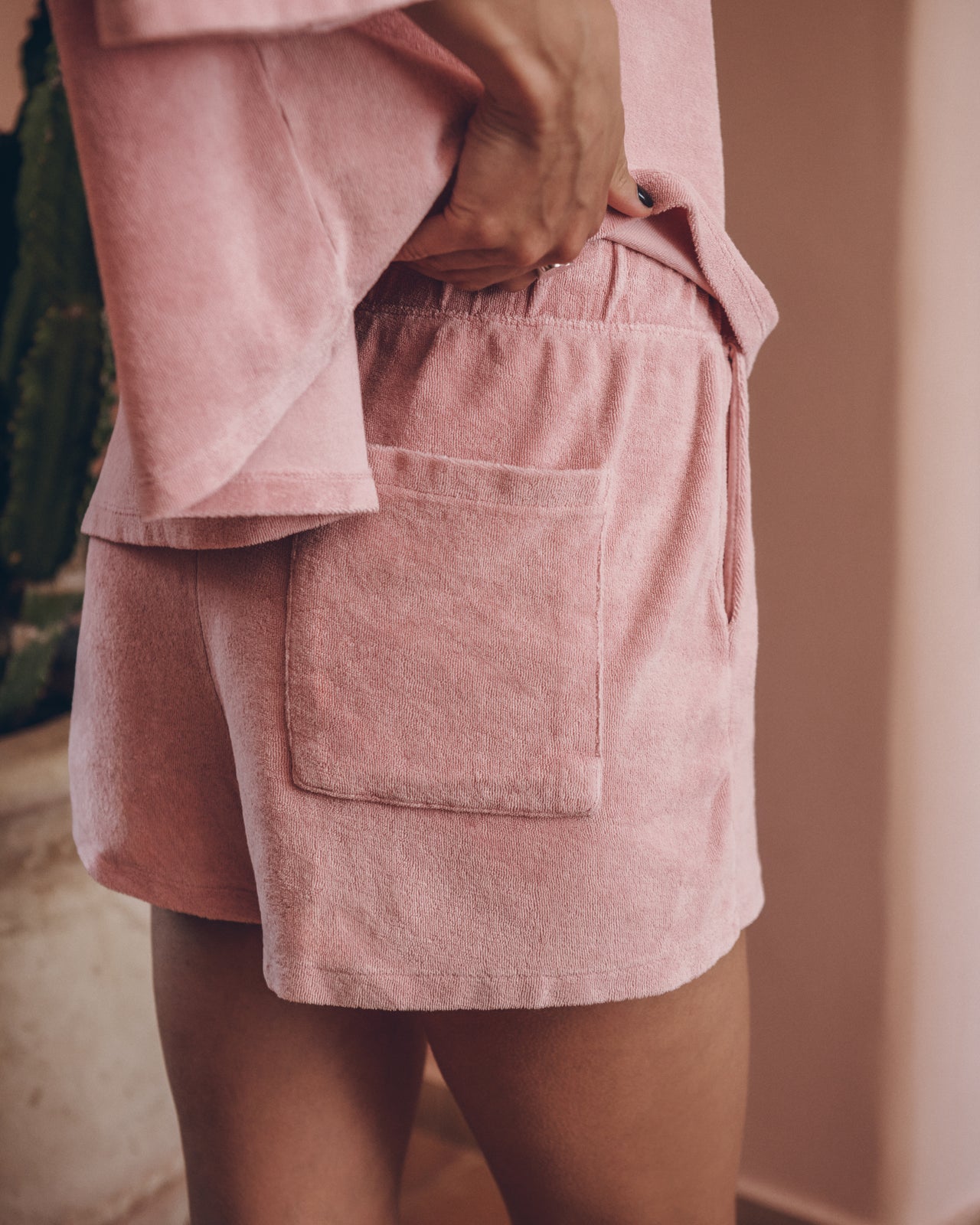 The Pink Toweling Shirt The Pink Toweling Co Ord Shorts - Product photo