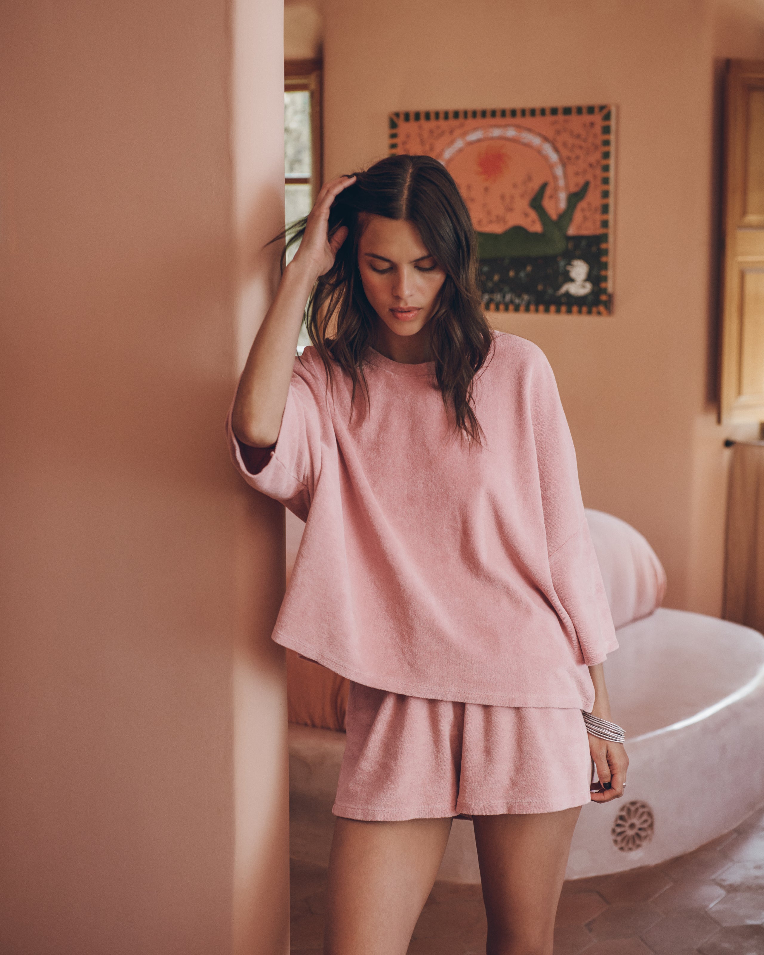The Pink Toweling Shirt The Pink Toweling Co Ord Shorts - Product photo