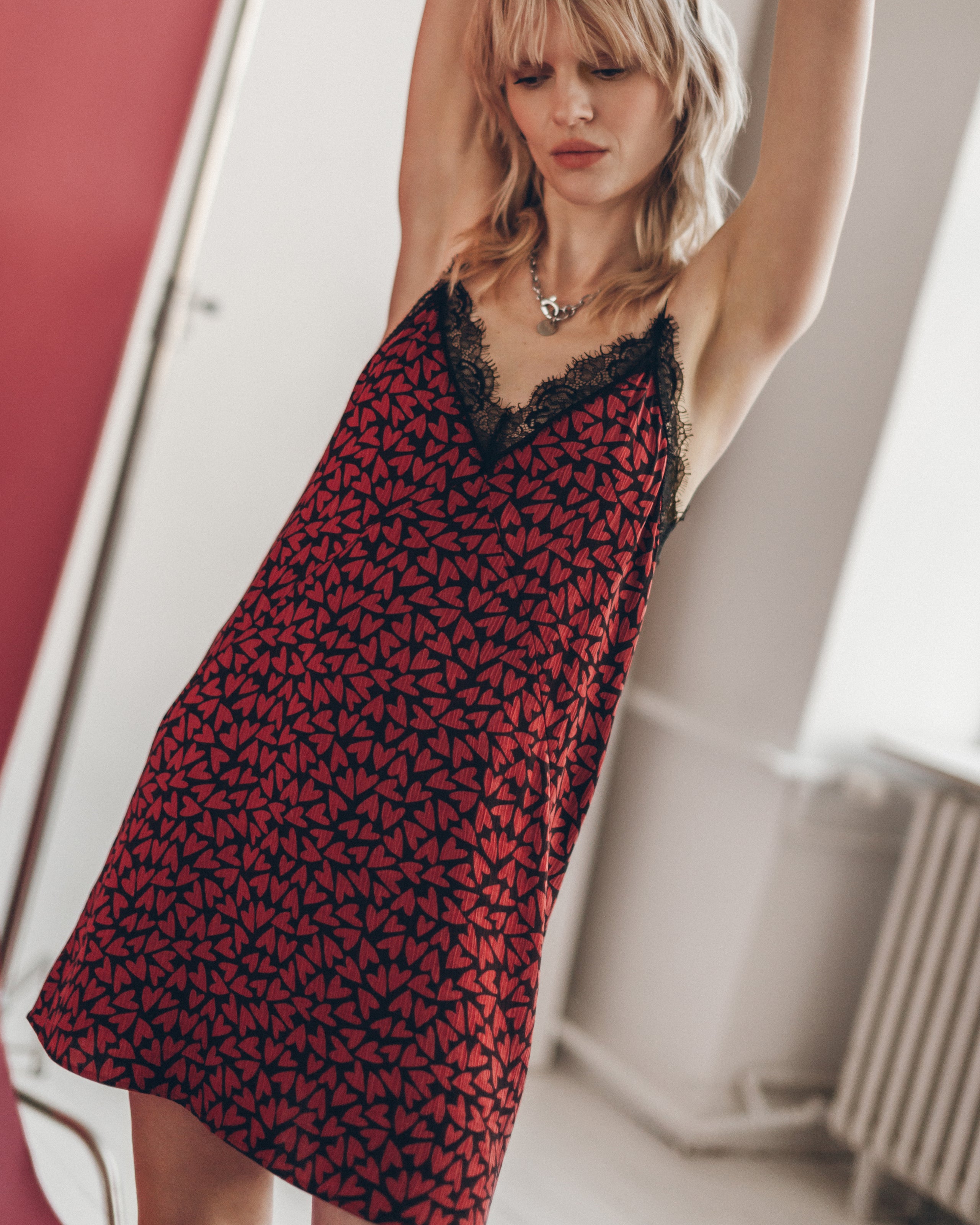 The Red Hearts Crinkle Dress