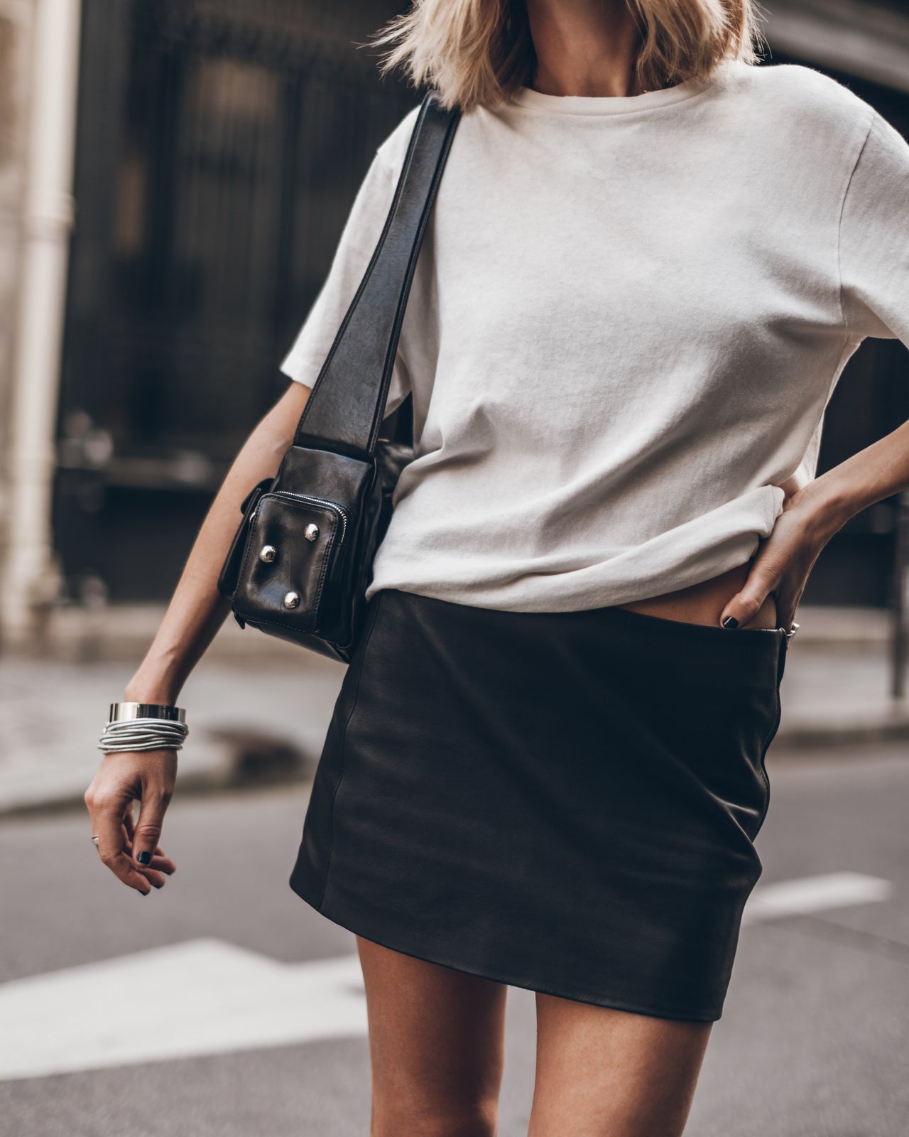 The Straight Mini Leather Skirt