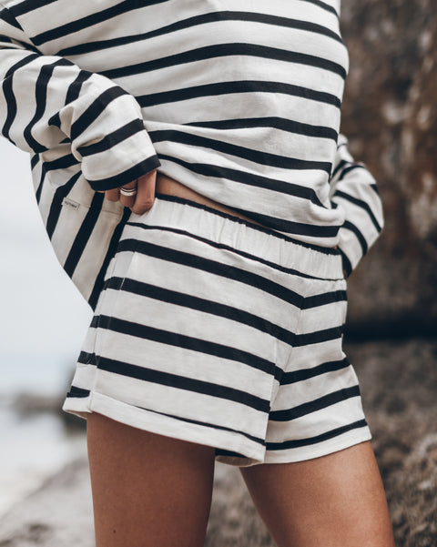 The Striped Loose Cotton Longsleeve The Striped Cotton Shorts - Product photo