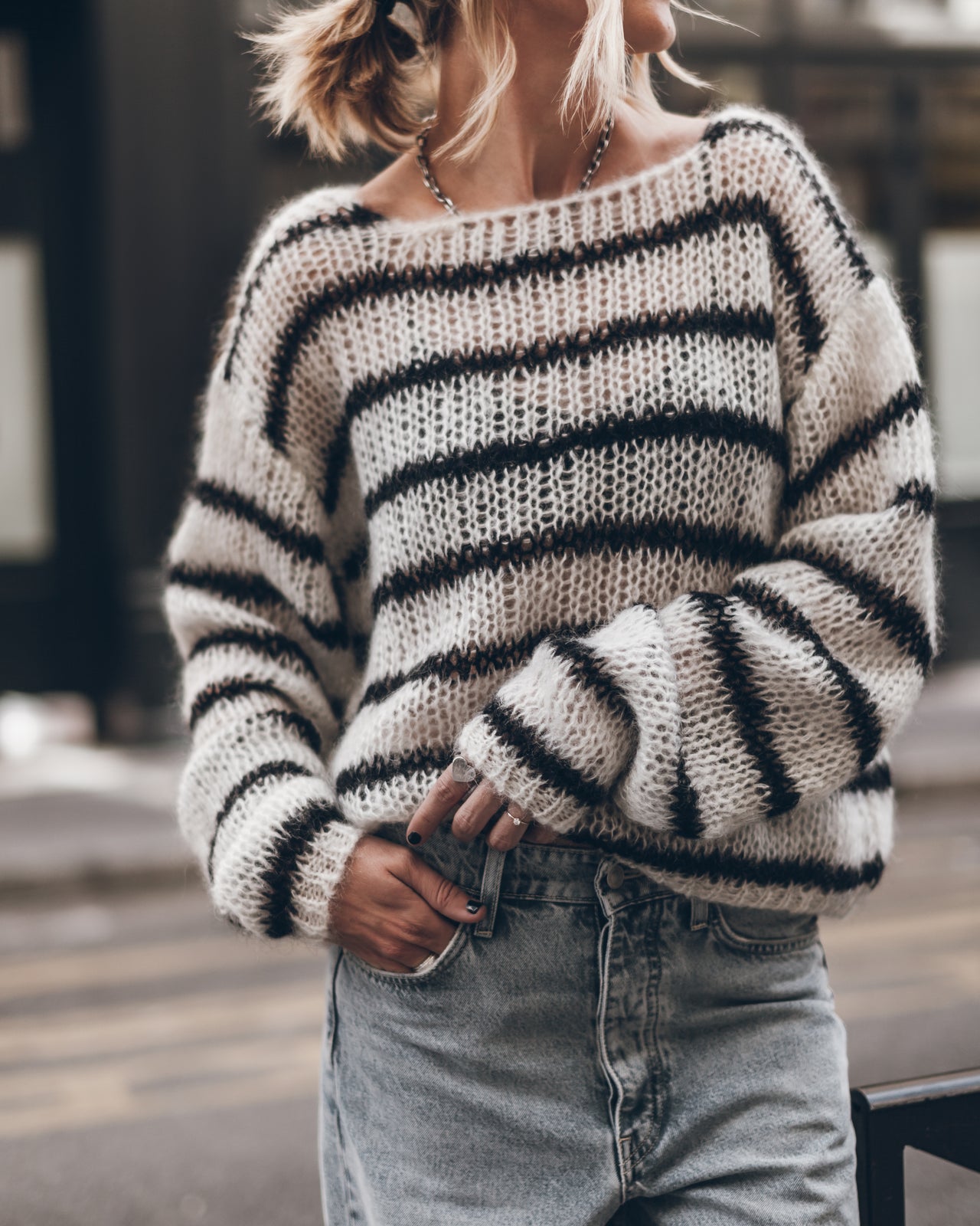 The Striped Mohair Knitted Sweater