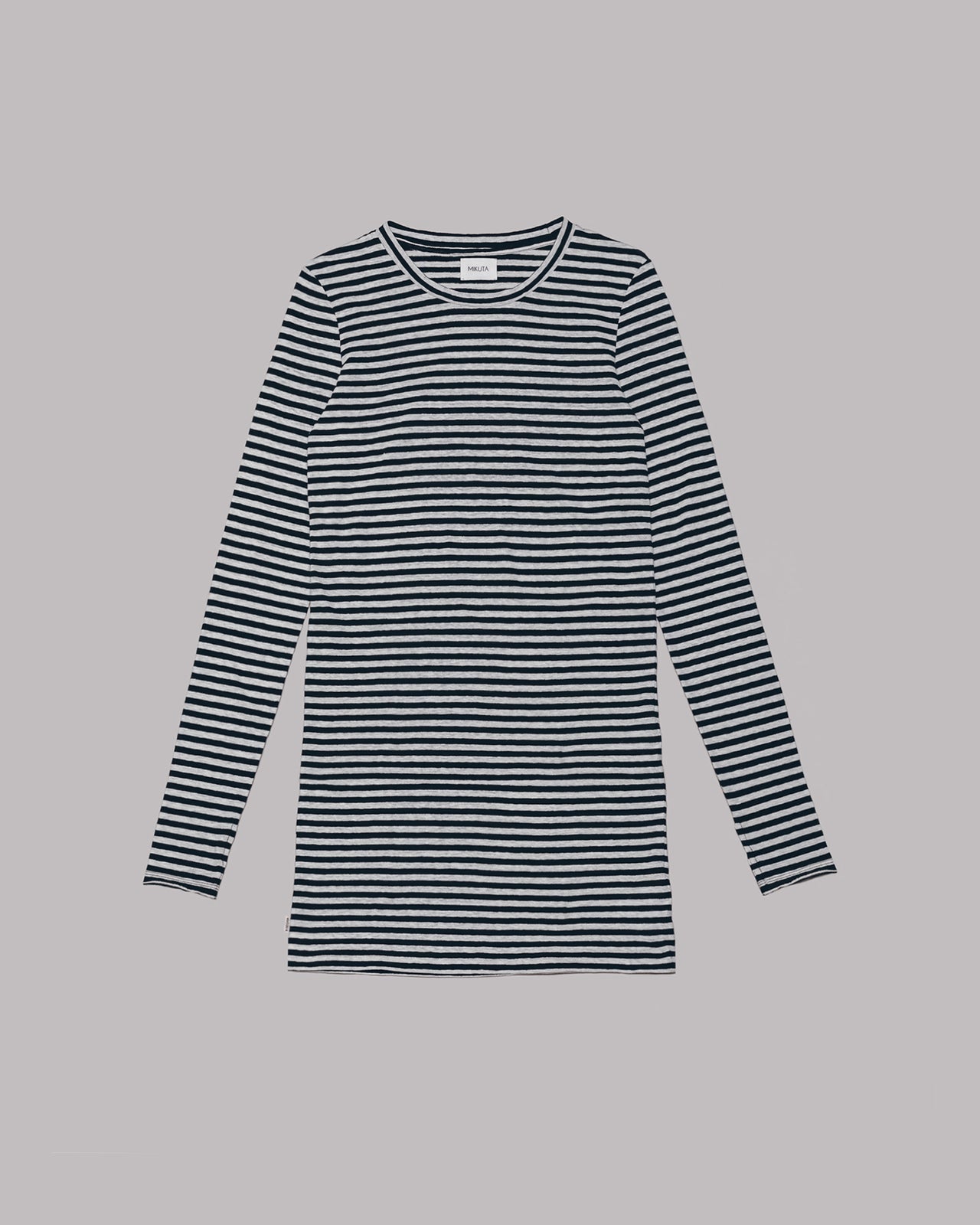 The Striped Short Linen Longsleeve Dress - Product photo