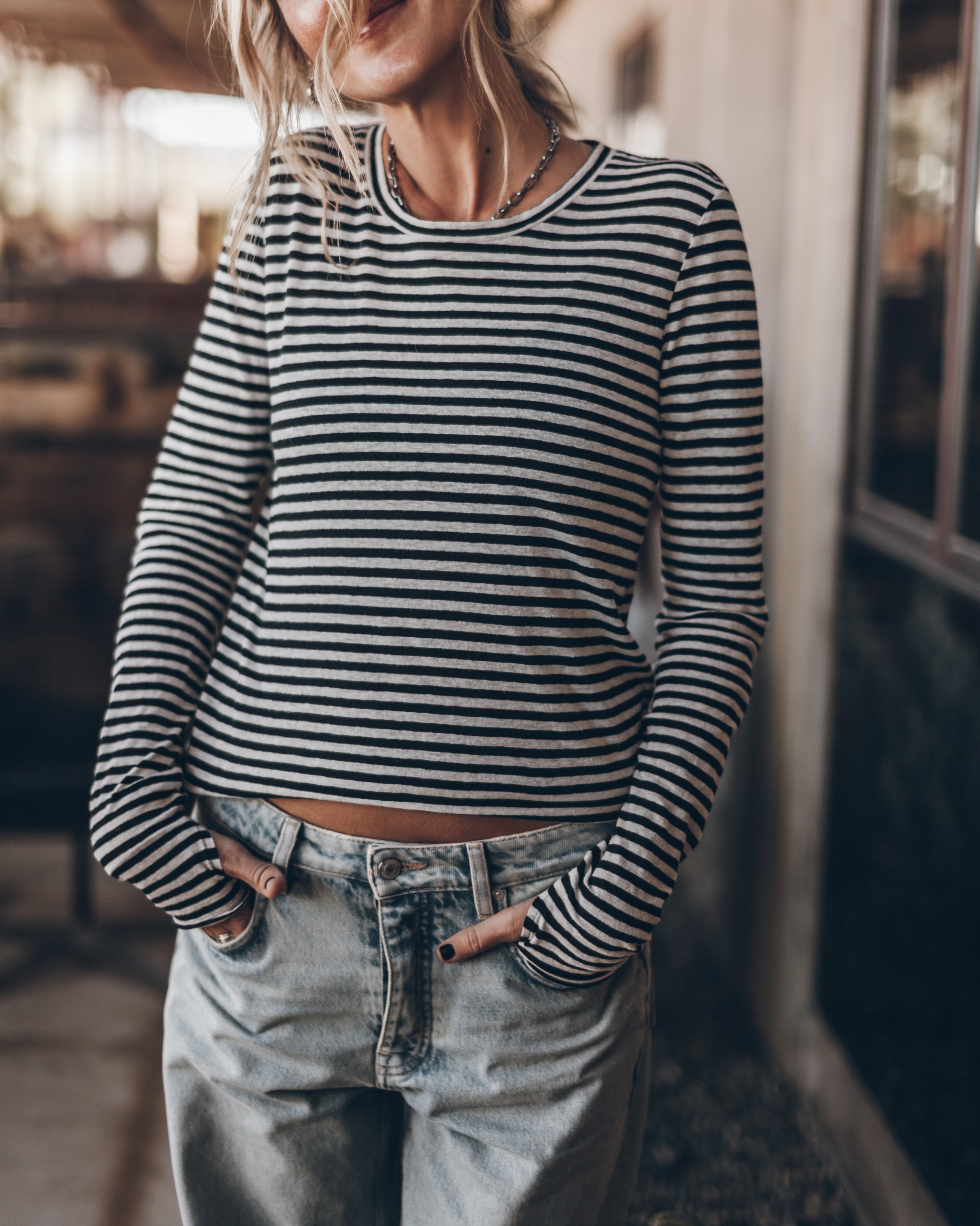 The Striped Thin Linen Longsleeve