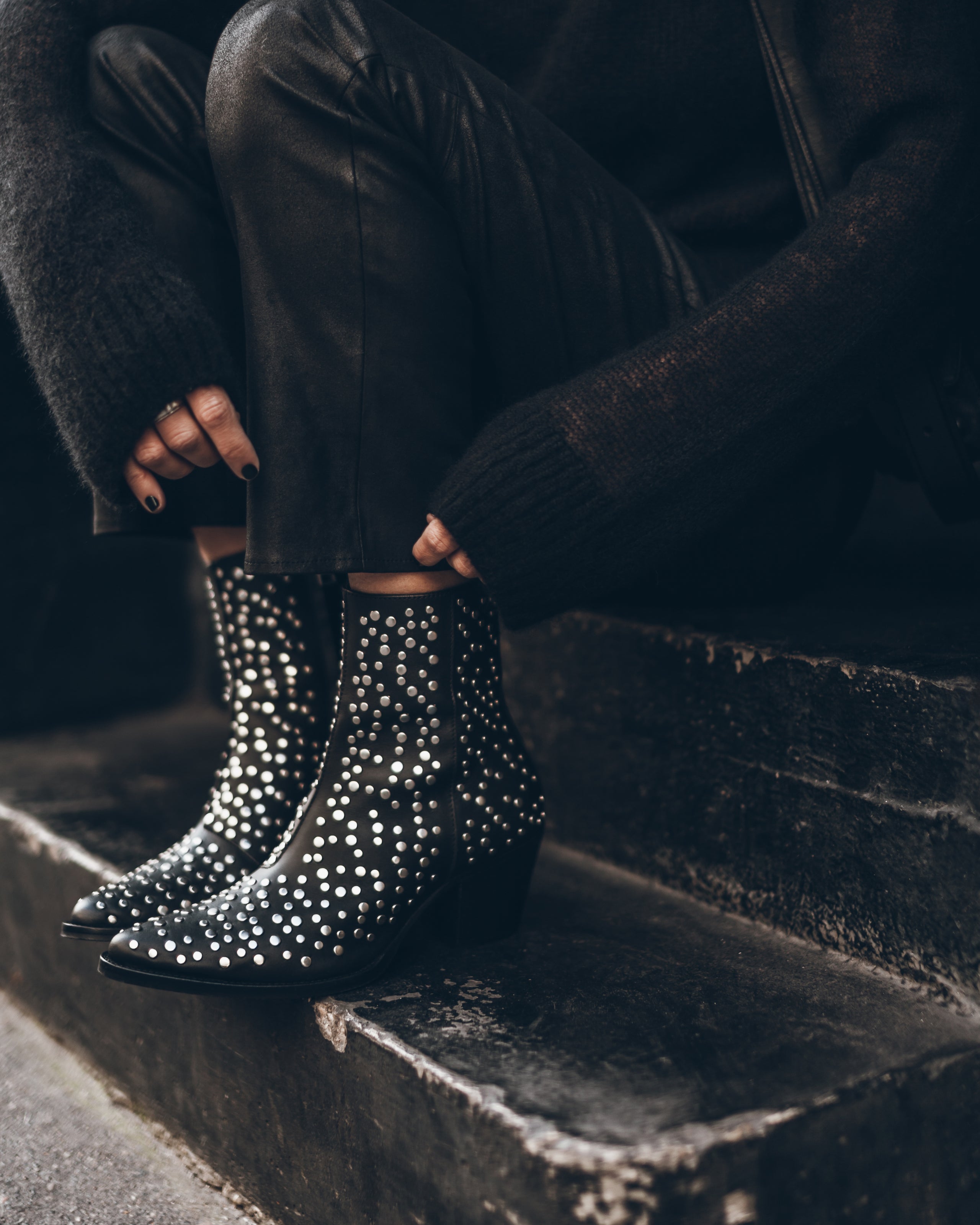 The Studded Leather Ankle Boots