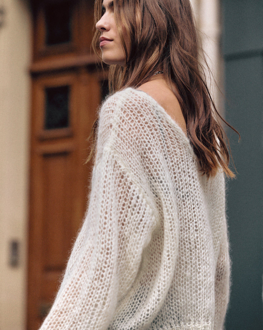 The White Mohair Knitted Sweater