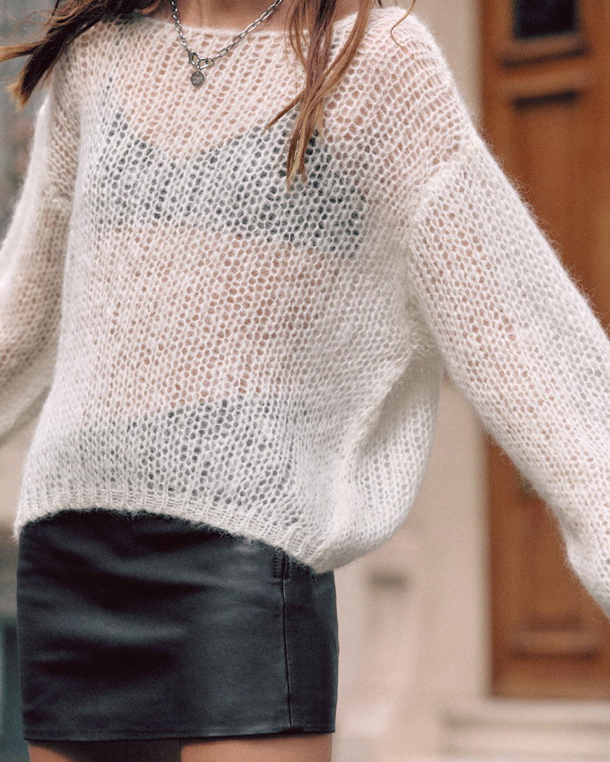 The White Mohair Knitted Sweater