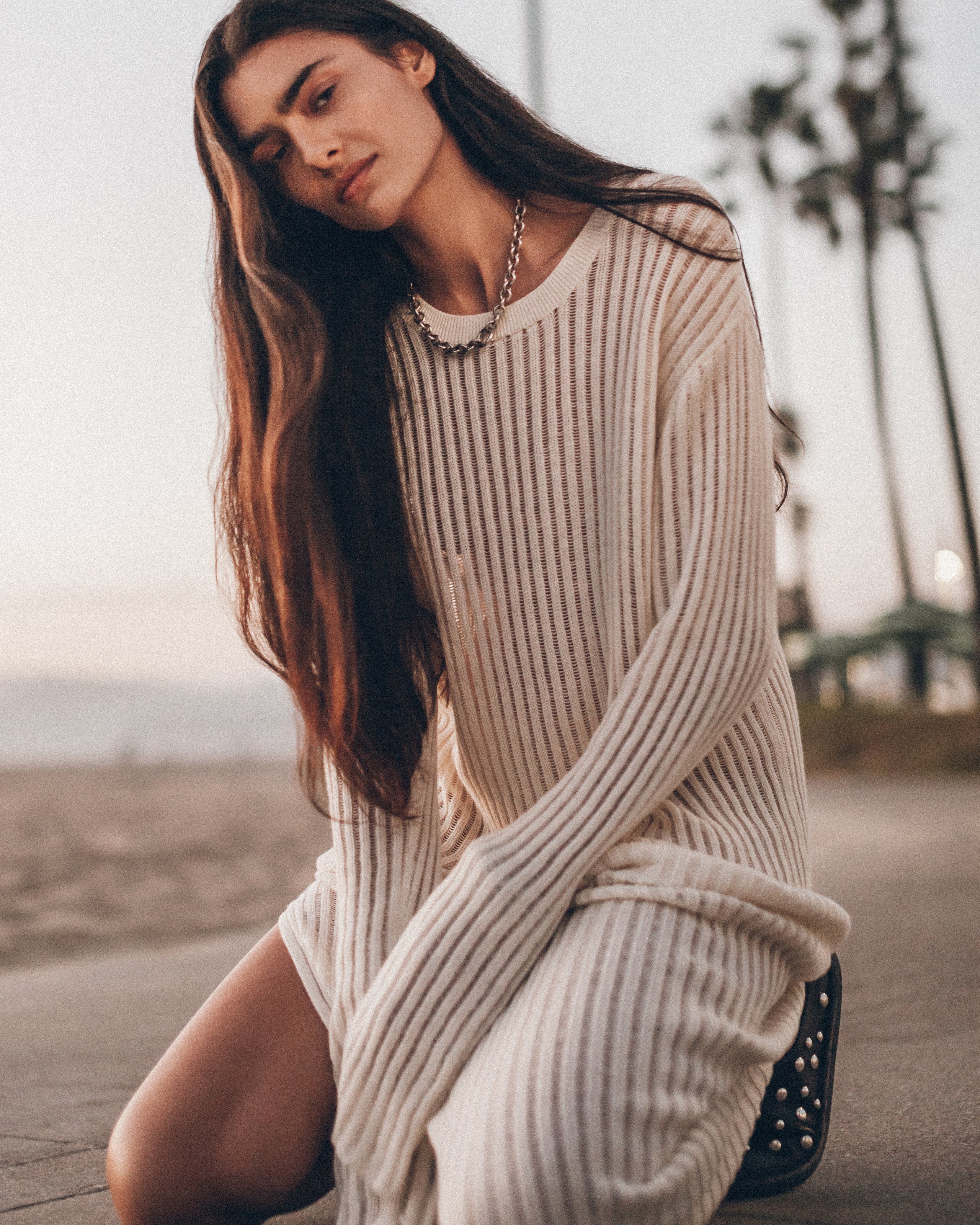 The White Open Longsleeve Dress