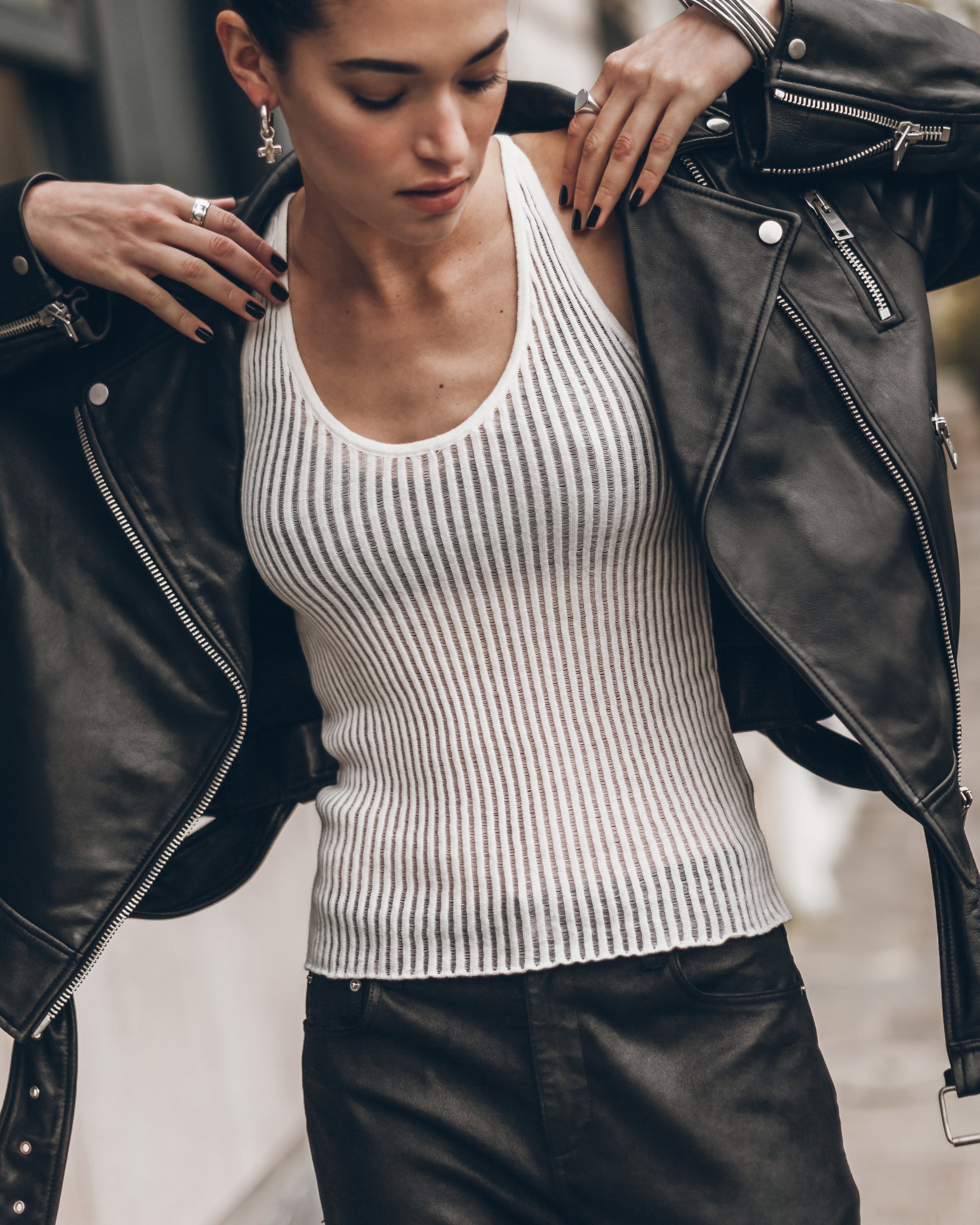 The White Striped Relaxed Tank Top