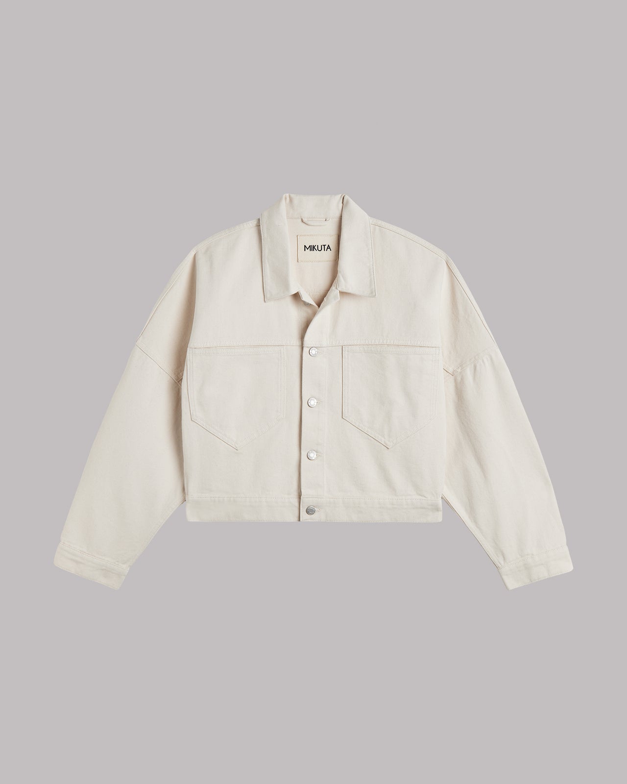 White Cropped Denim Jacket - Product photo