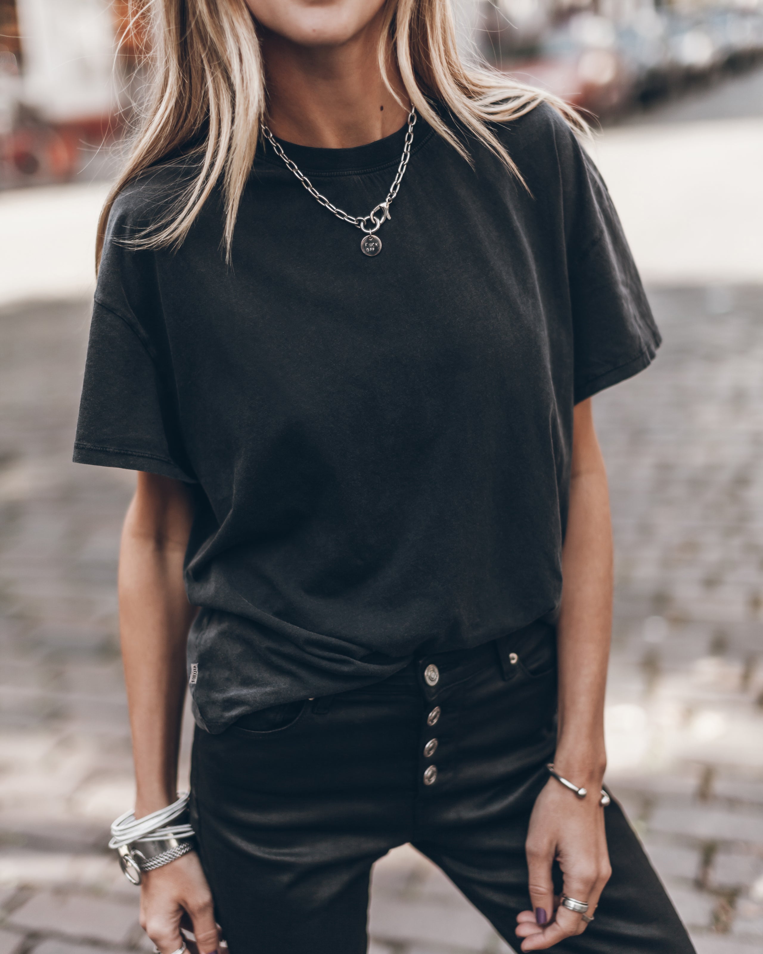 Dark Base Shirt Black Coated Jeans - Product photo