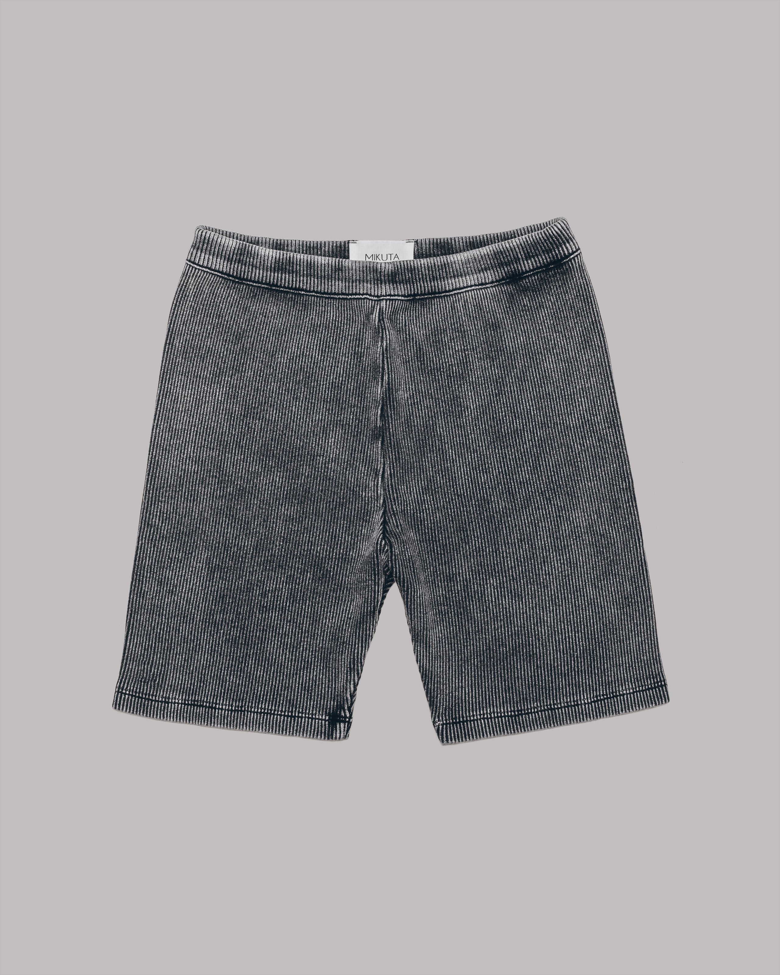 Dark Ribbed Biker Shorts - Product photo