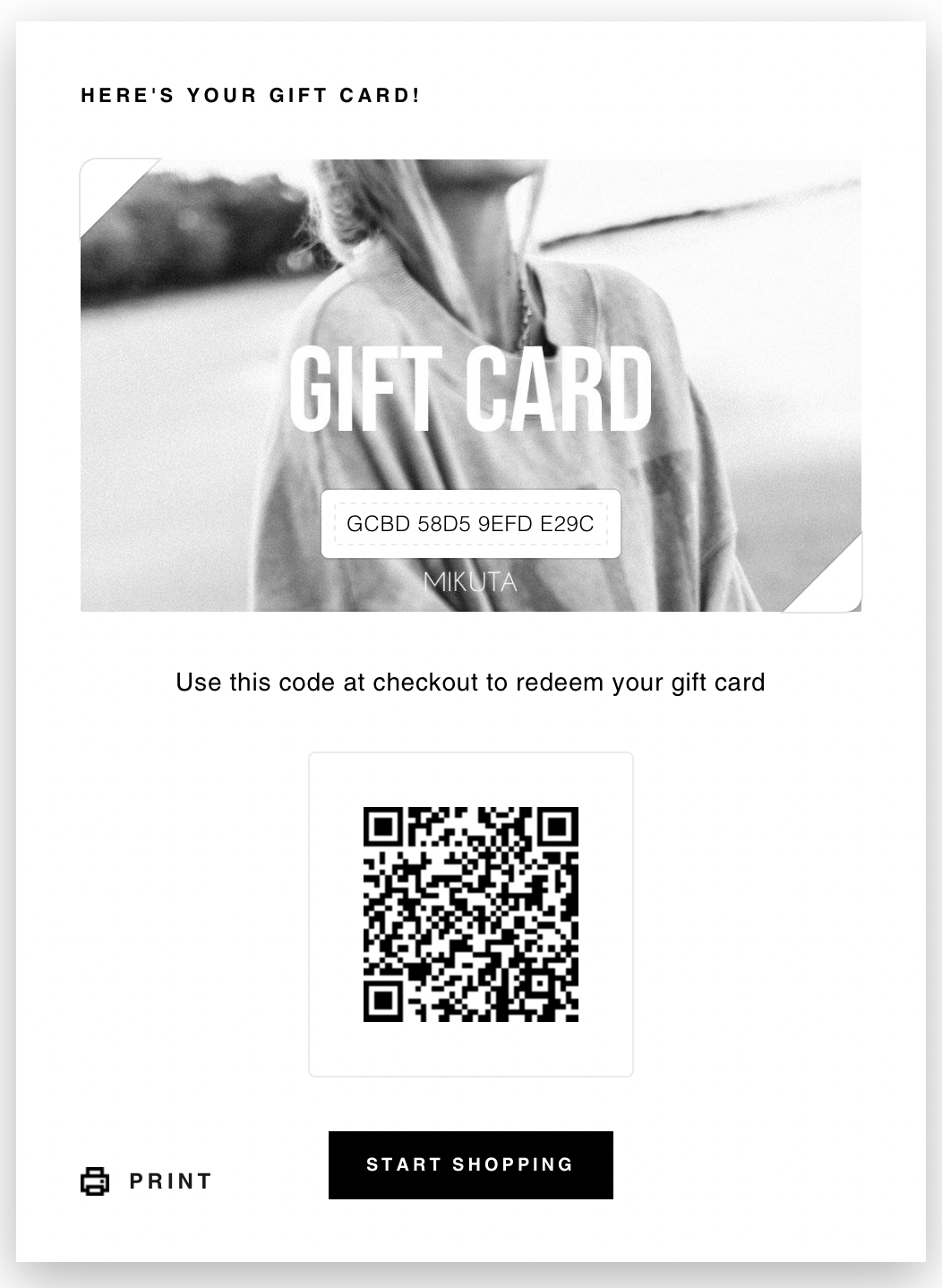 Gift Card Example - Product photo