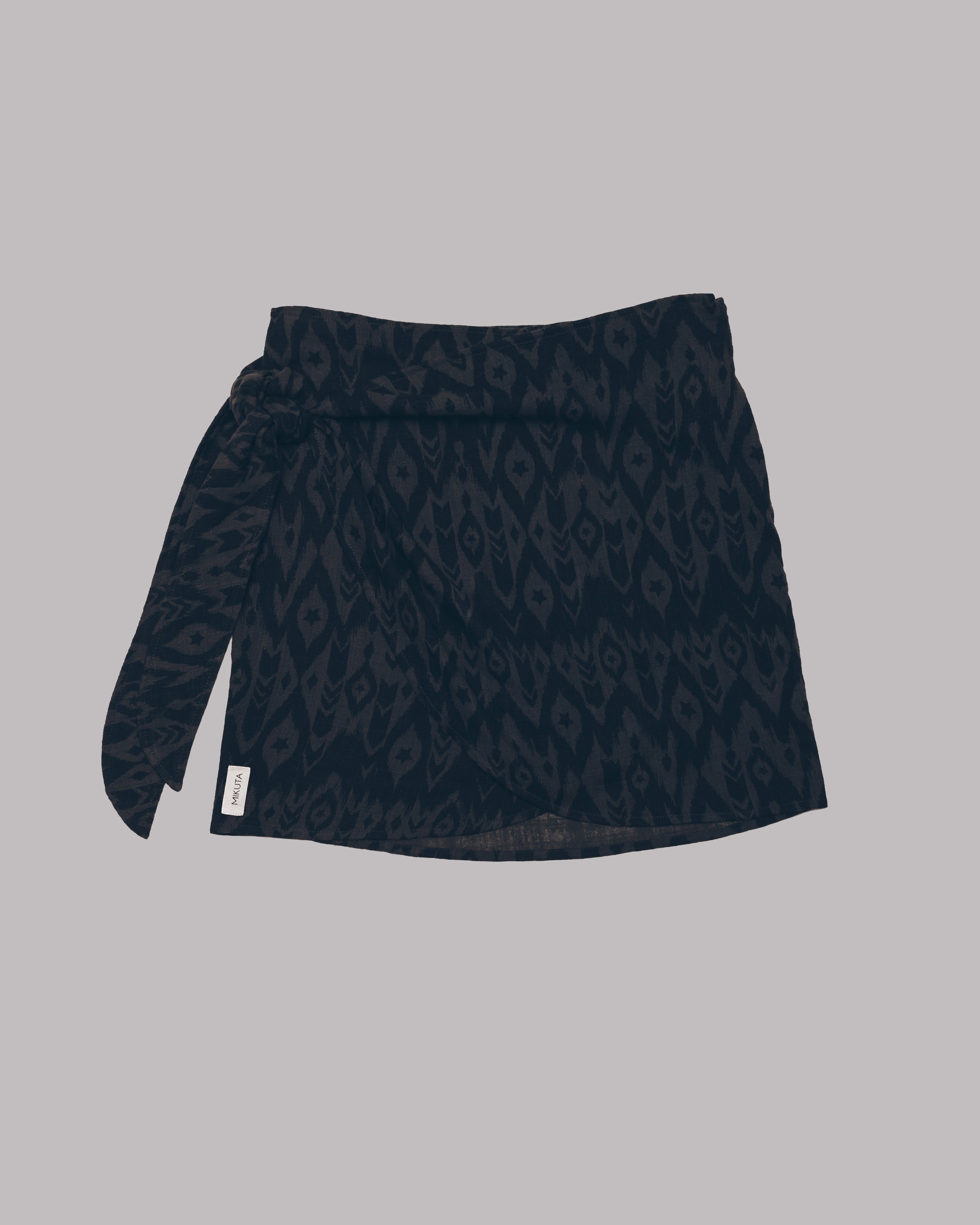 MIKUTA The Printed Black Wrap Skirt