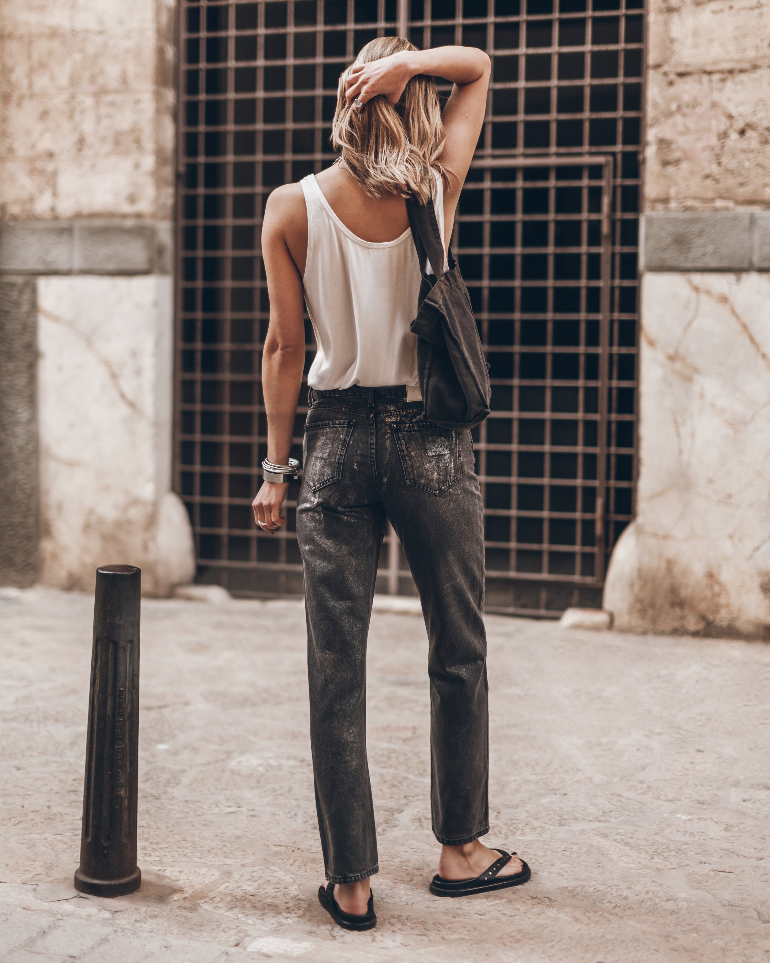 The Black Shimmer Straight Jeans